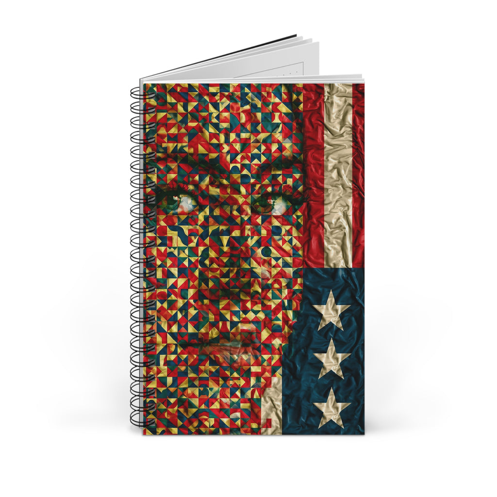 Patriotic Mosaic Face Spiral Journal — American Flag Art Notebook