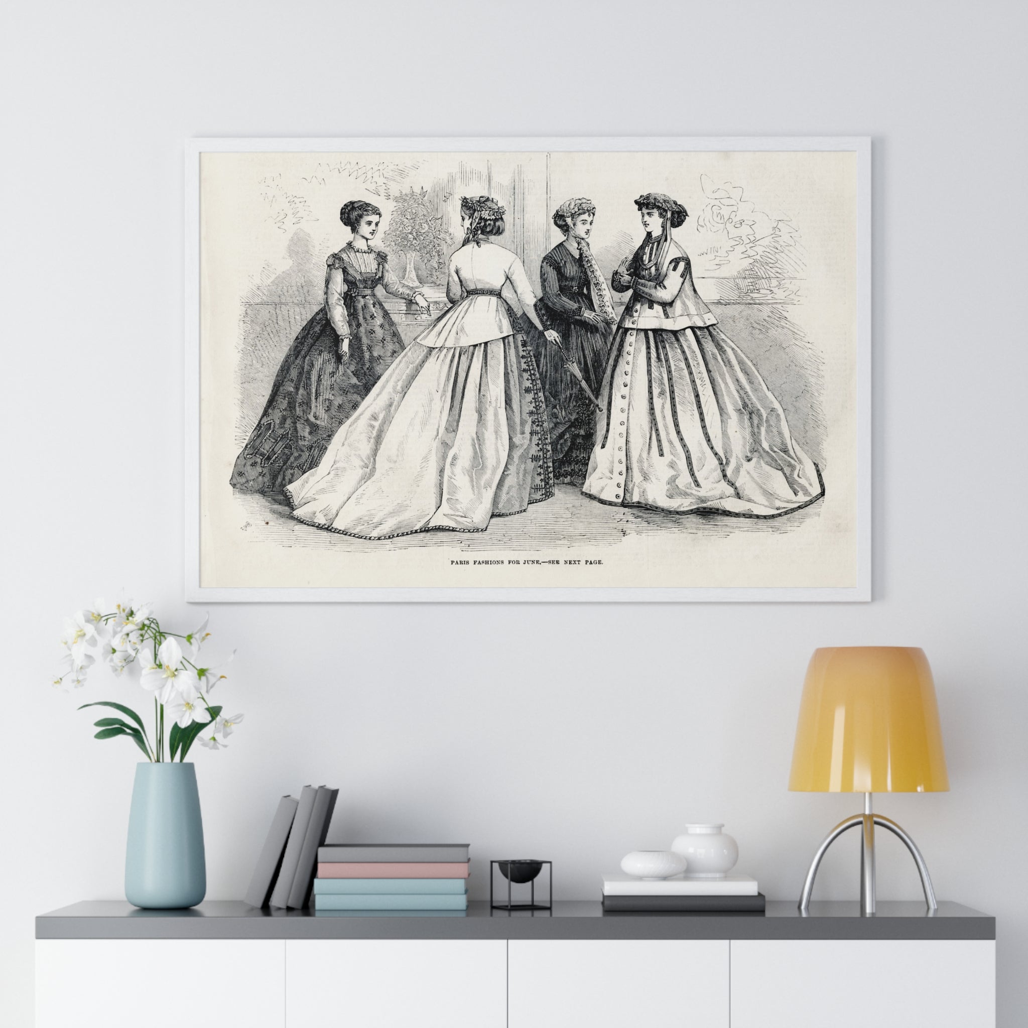 Vintage Fashion Print Framed Poster — Paris Fashion — 19th Century Ladies Illustration
