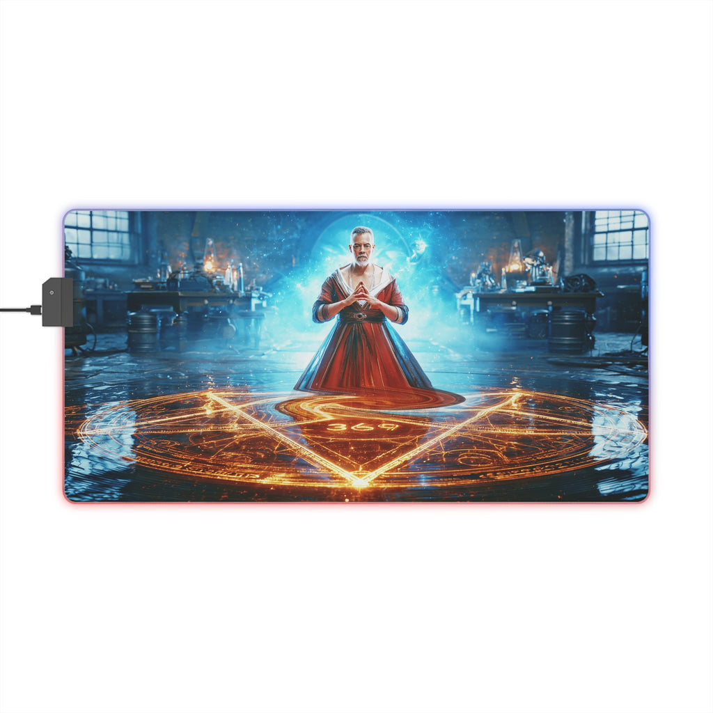 Doctor Sorcerer LED Gaming Mouse Pad — RGB Extended Mousepad with Mystic Spell Design