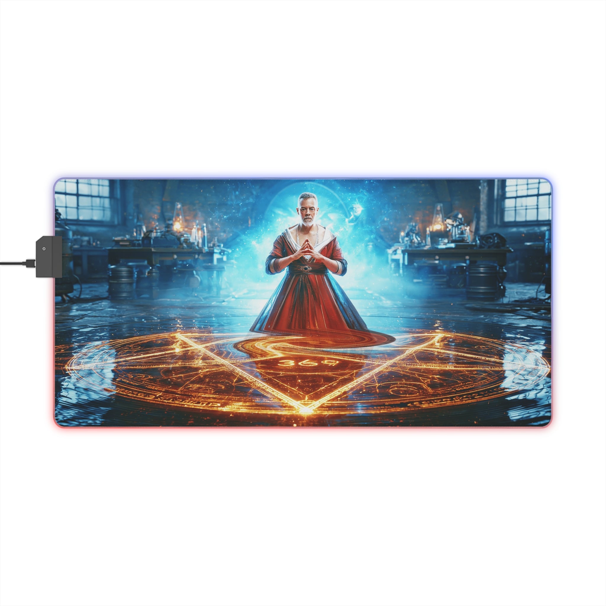 Doctor Sorcerer LED Gaming Mouse Pad — RGB Extended Mousepad with Mystic Spell Design
