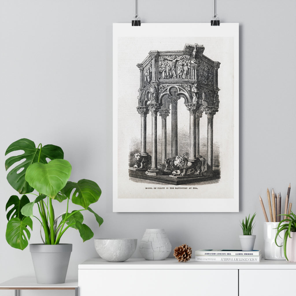 Antique Baptistery Illustration Poster — Vintage Architectural Print