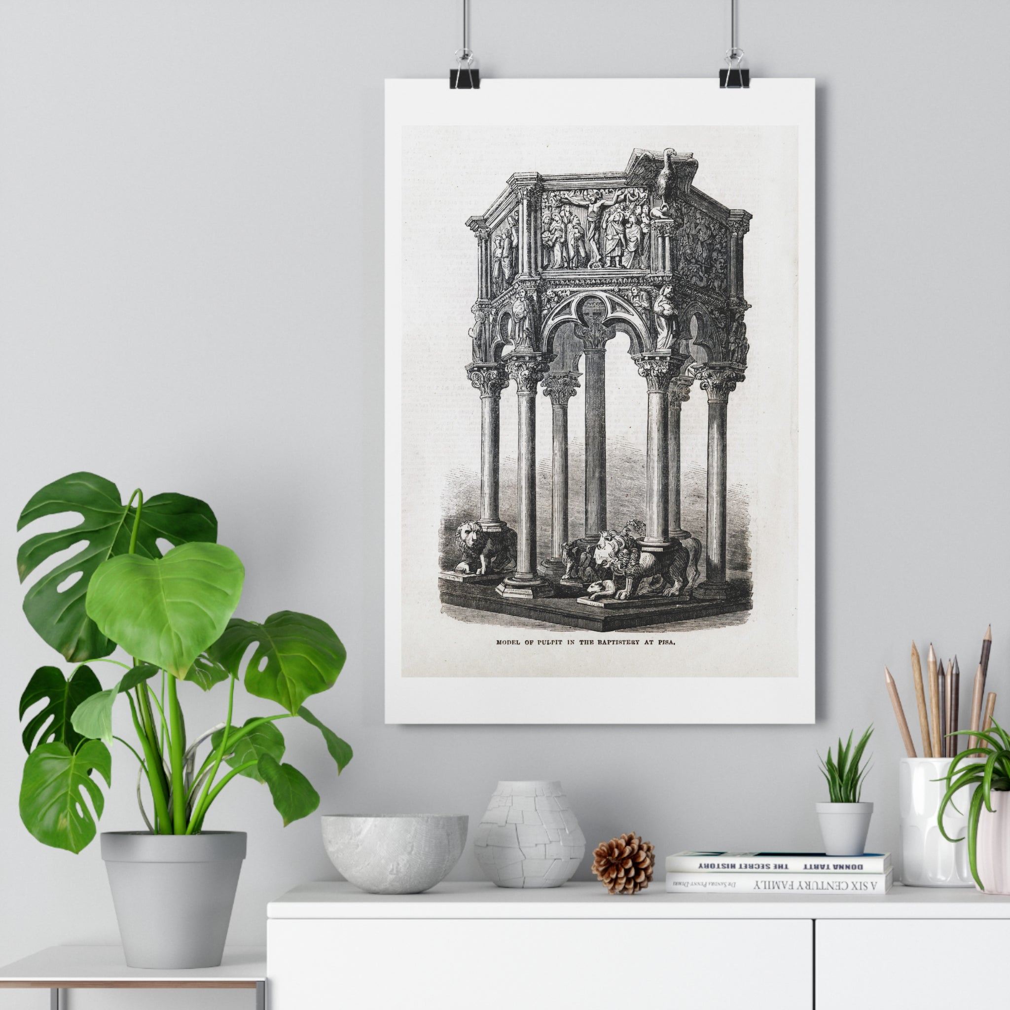 Antique Baptistery Illustration Poster — Vintage Architectural Print