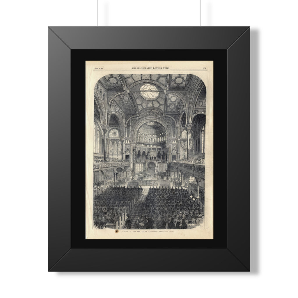 Opening of The New Jewish Synagogue, Berlin. Framed Poster - Vintage Church Interior Print (Antique Architectural Illustration)