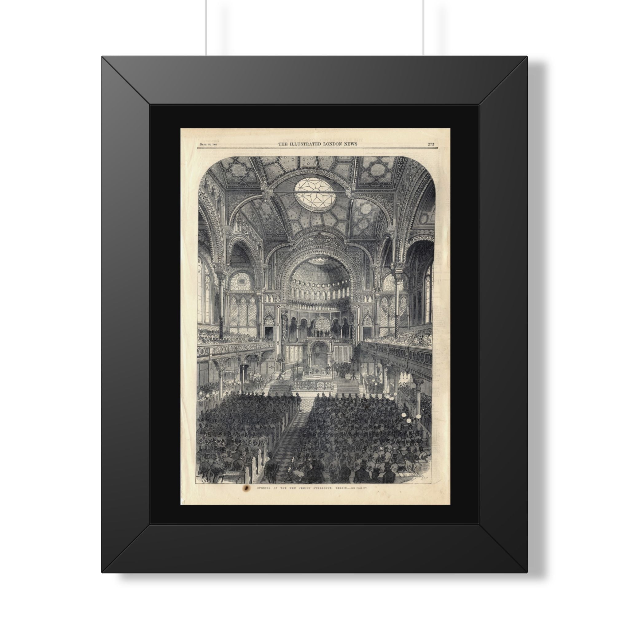 Opening of The New Jewish Synagogue, Berlin. Framed Poster - Vintage Church Interior Print (Antique Architectural Illustration)