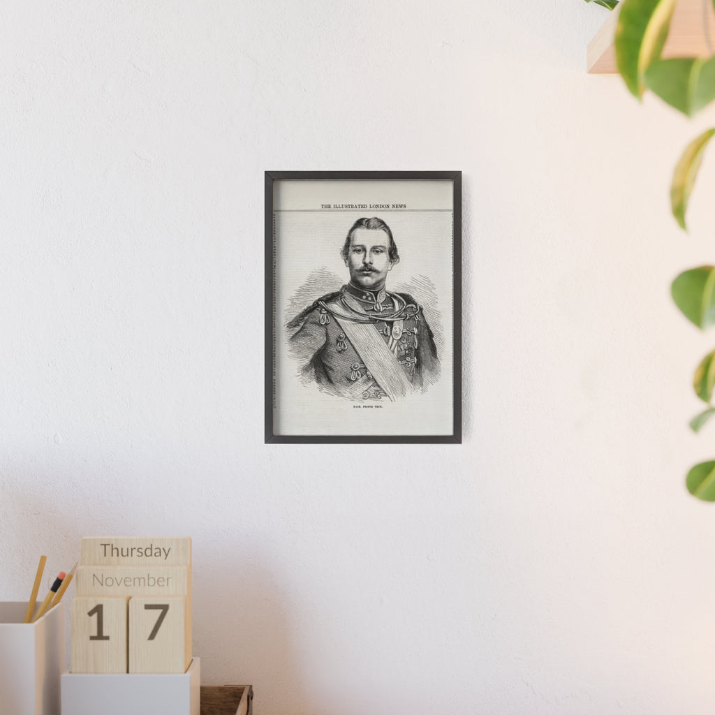 H.S.H. Prince TECK. Vintage Victorian Portrait Poster with Wooden Frame — Illustrated London News Print