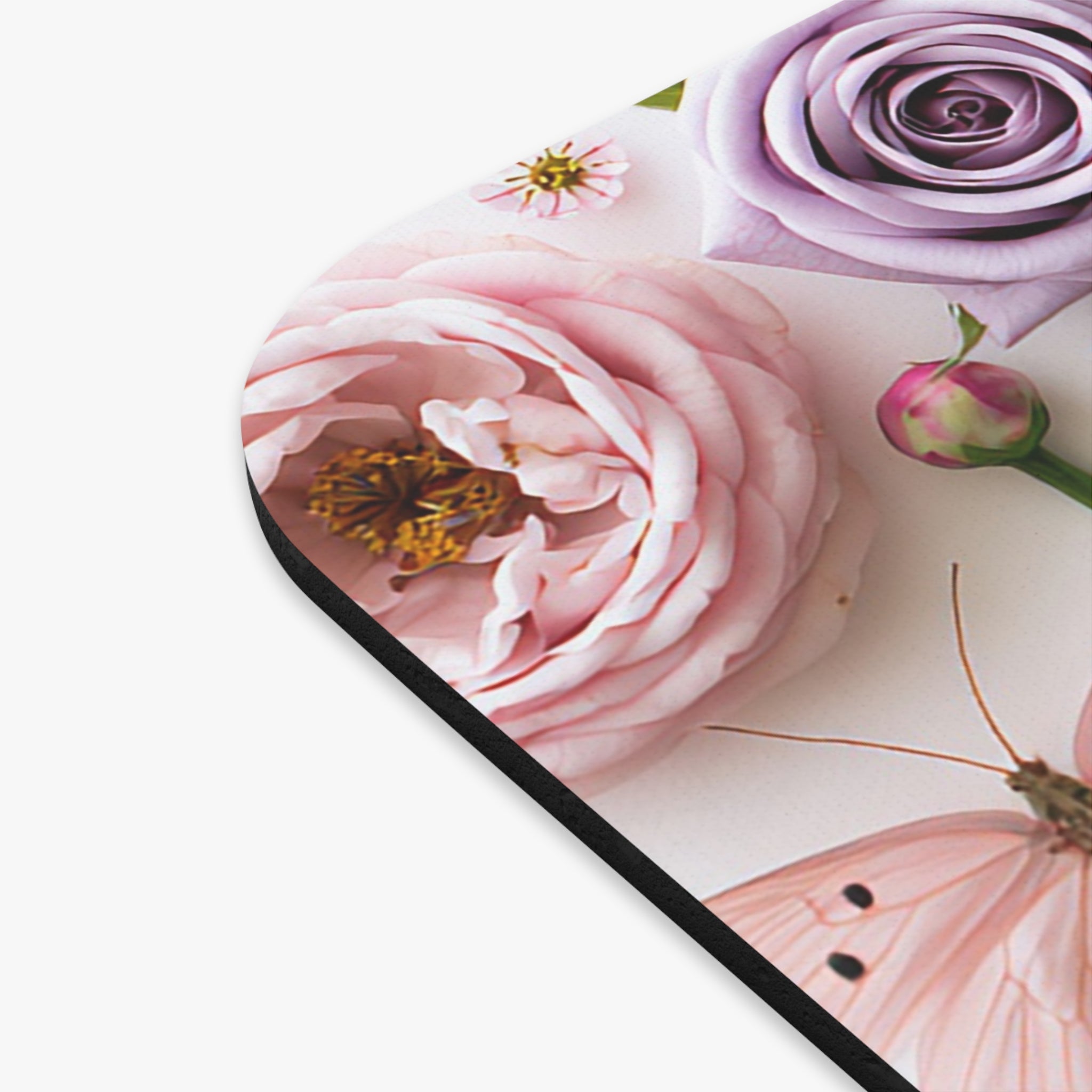 Floral Bug Mosaic Mouse Pad — Pink & Lavender Nature Desk Mat