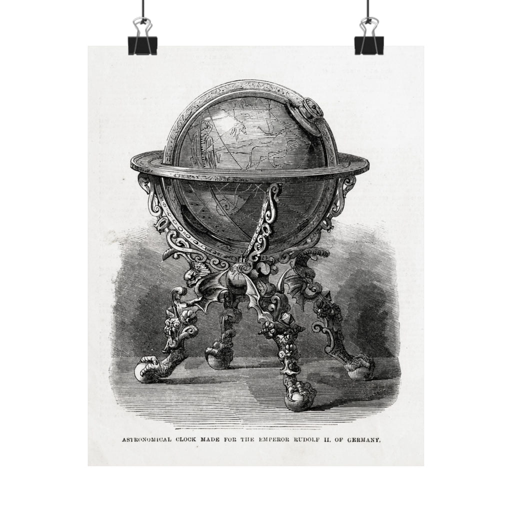 Antique Globe Illustration Matte Vertical Poster — Vintage Scientific Engraving Wall Art