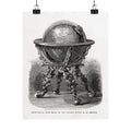 Antique Globe Illustration Matte Vertical Poster — Vintage Scientific Engraving Wall Art