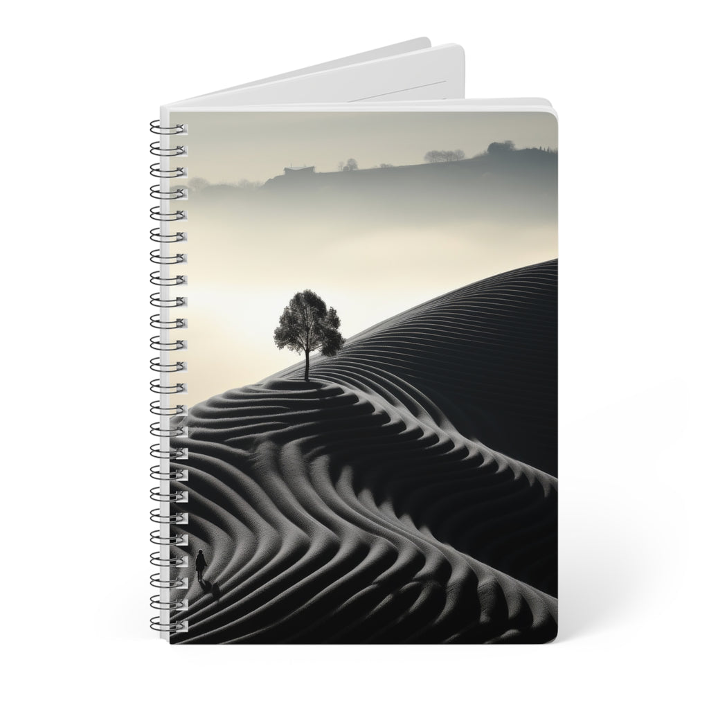 A5 Wirobound Notebook — Minimalist Desert Dunes Tree Journal