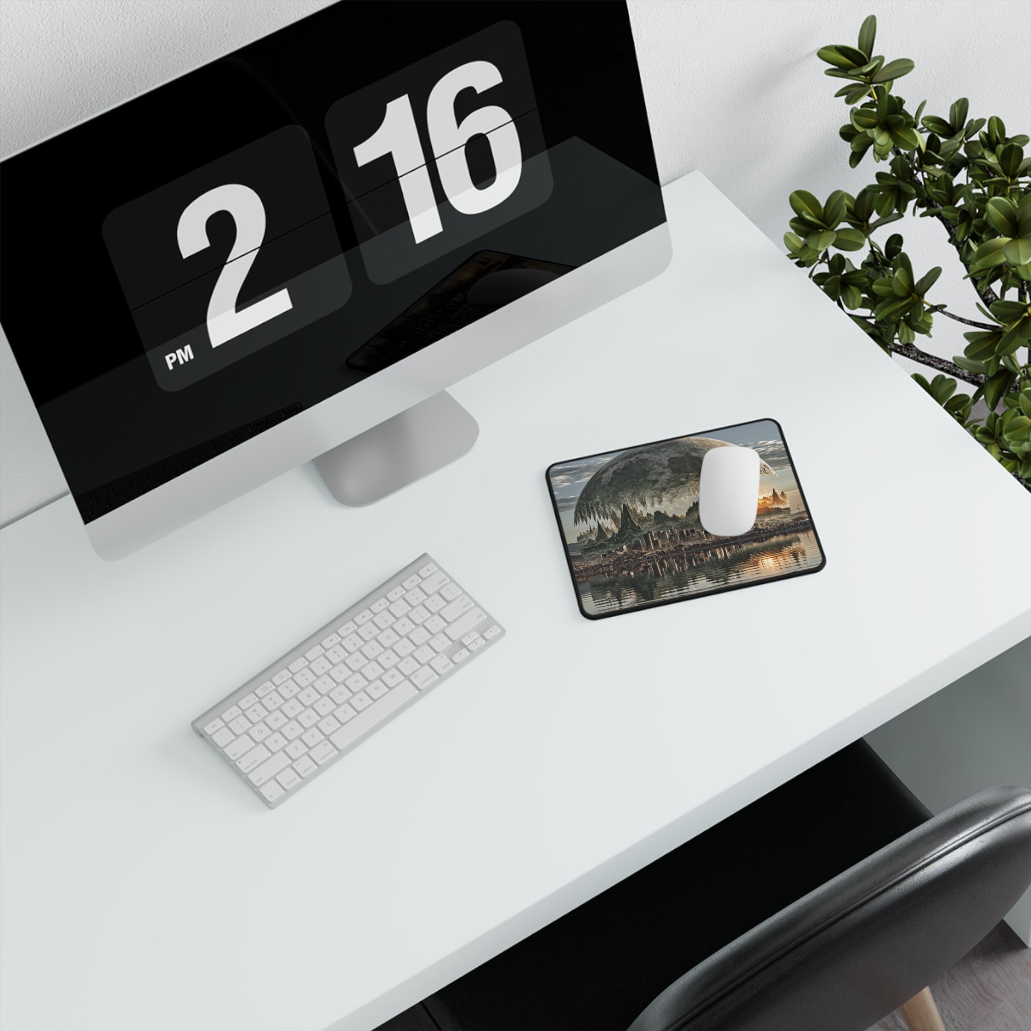 Fantasy Moonrise Gaming Mouse Pad — Sci‑Fi Cityscape Non‑Slip Desk Mat
