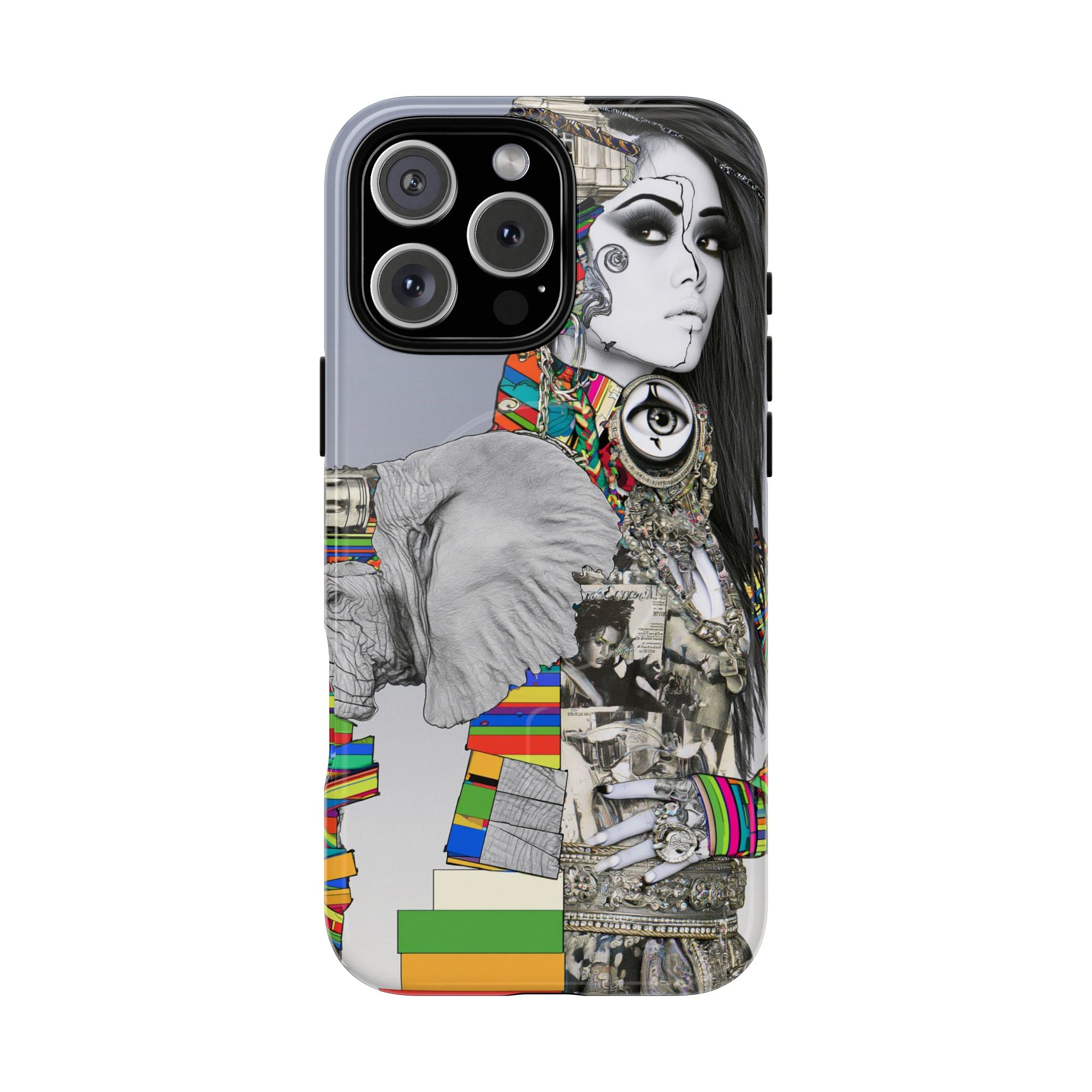 Artistic Elephant Collage Phone Case — Tough Magnetic Protective Cover