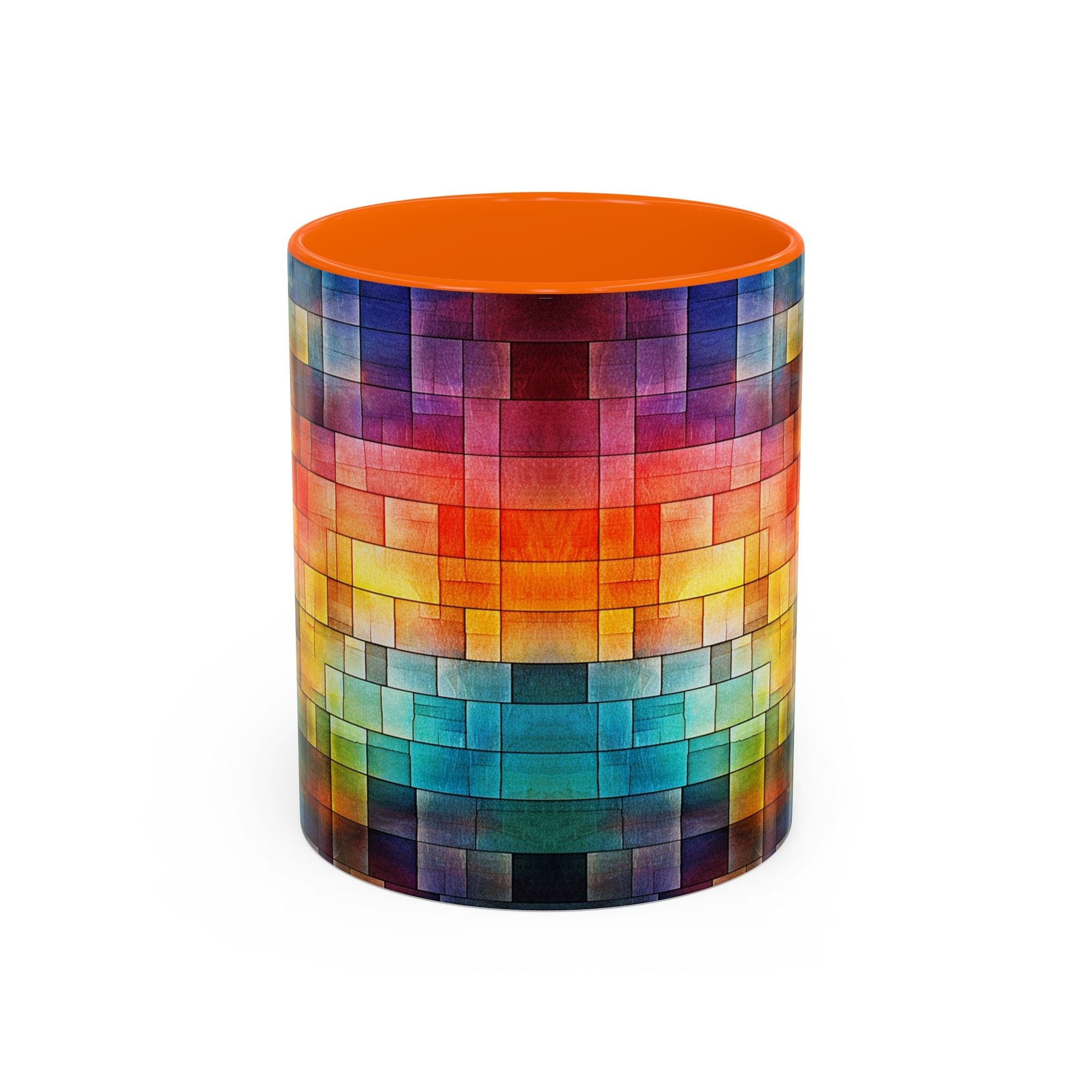 Colorful Mosaic Accent Coffee Mug - Vibrant Geometric Pattern (11/15 oz)