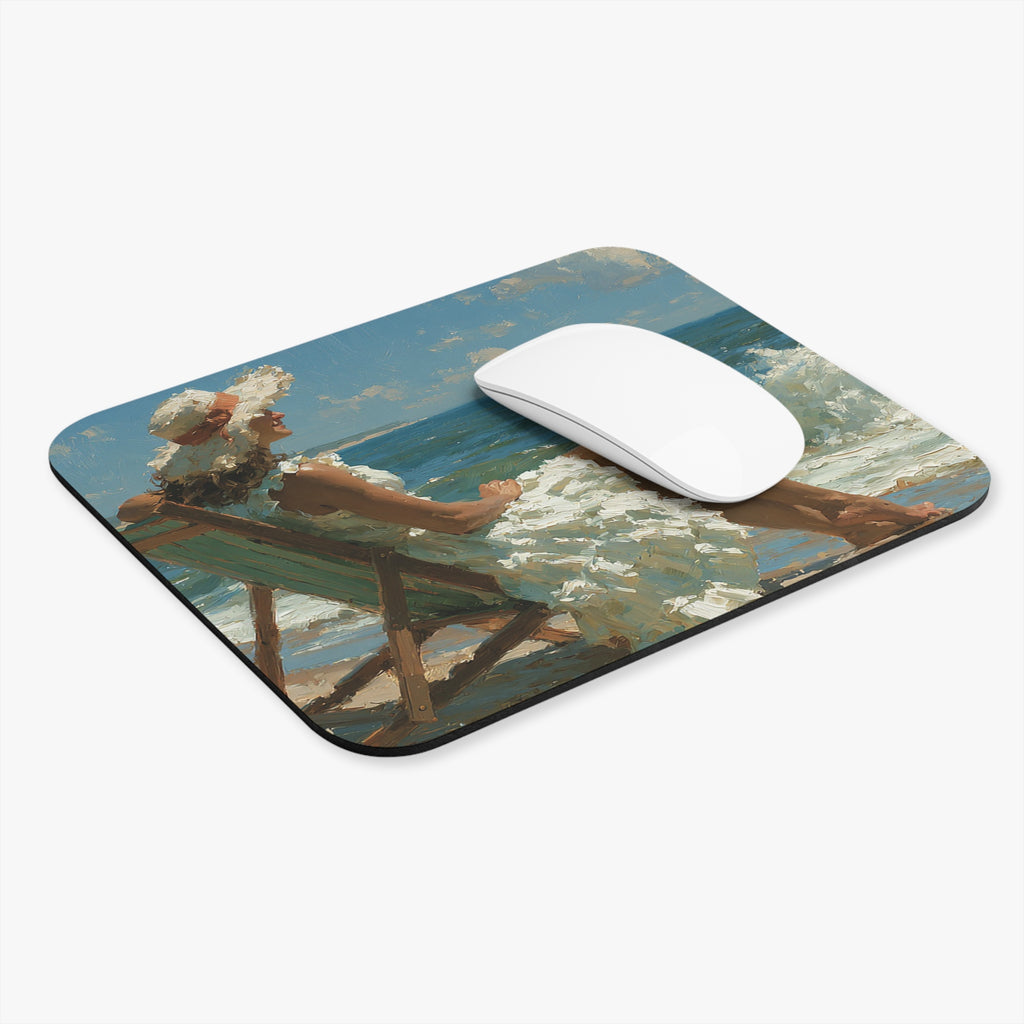 Coastal Lady in White — Rectangle Mouse Pad