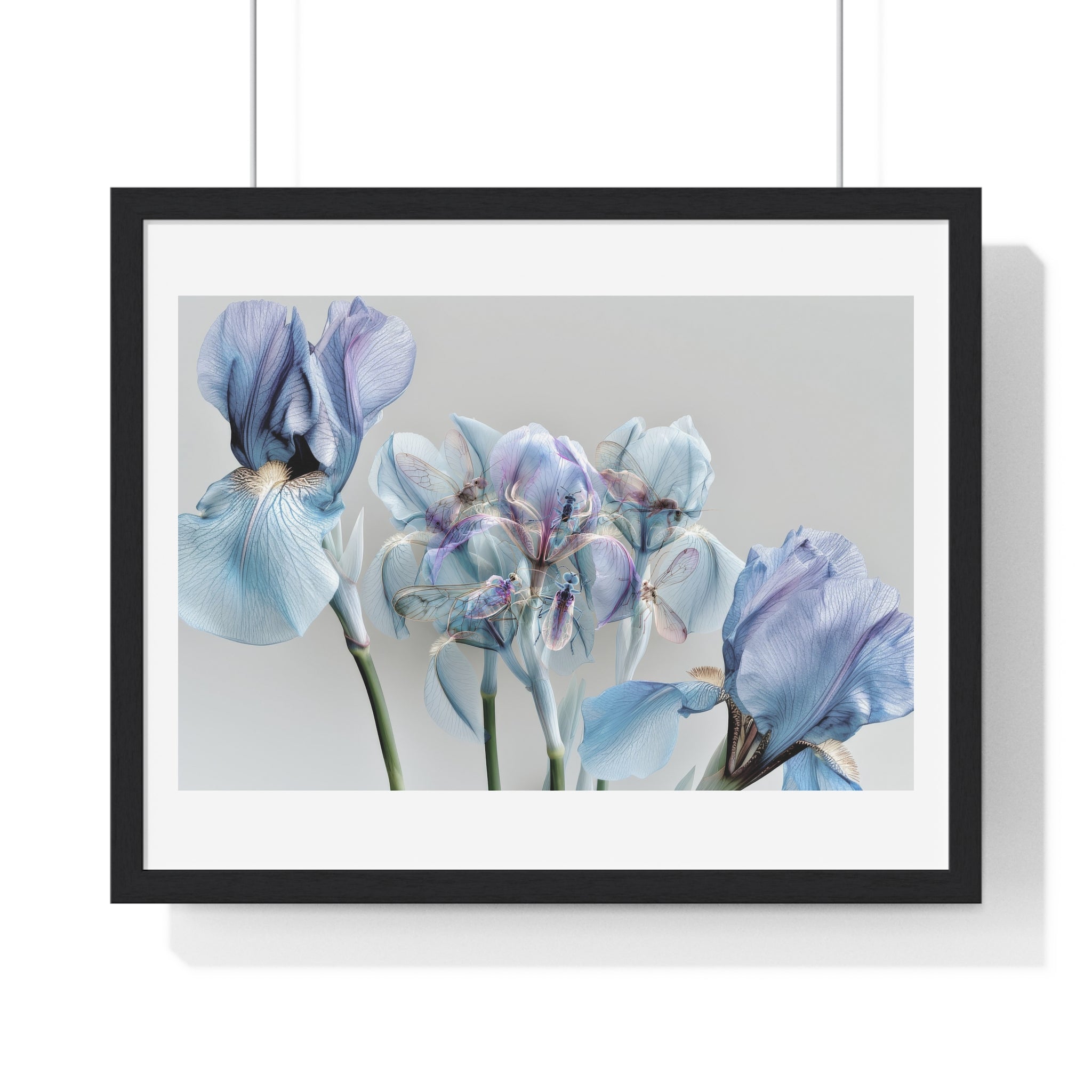 Blue Iris Floral Framed Poster — Botanical Wall Art Print