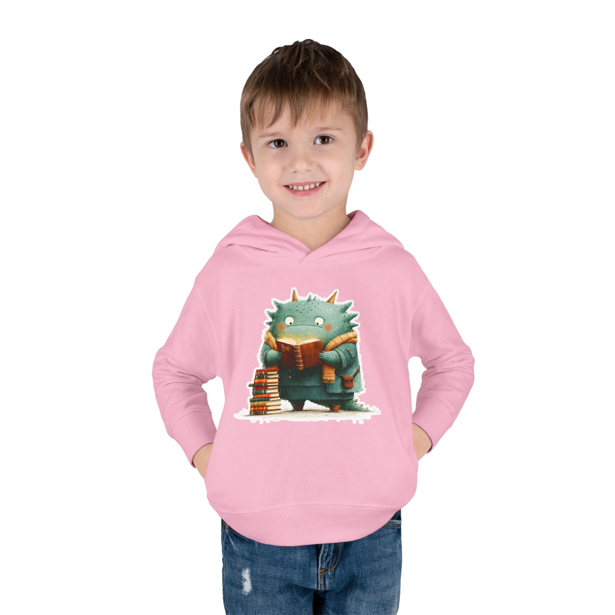Toddler Hoodie — Cute Reading Monster Graphic Pullover