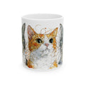 Watercolor Cat Faces Ceramic Mug – Whimsical Orange & Grey Cat Art (11oz, 15oz)