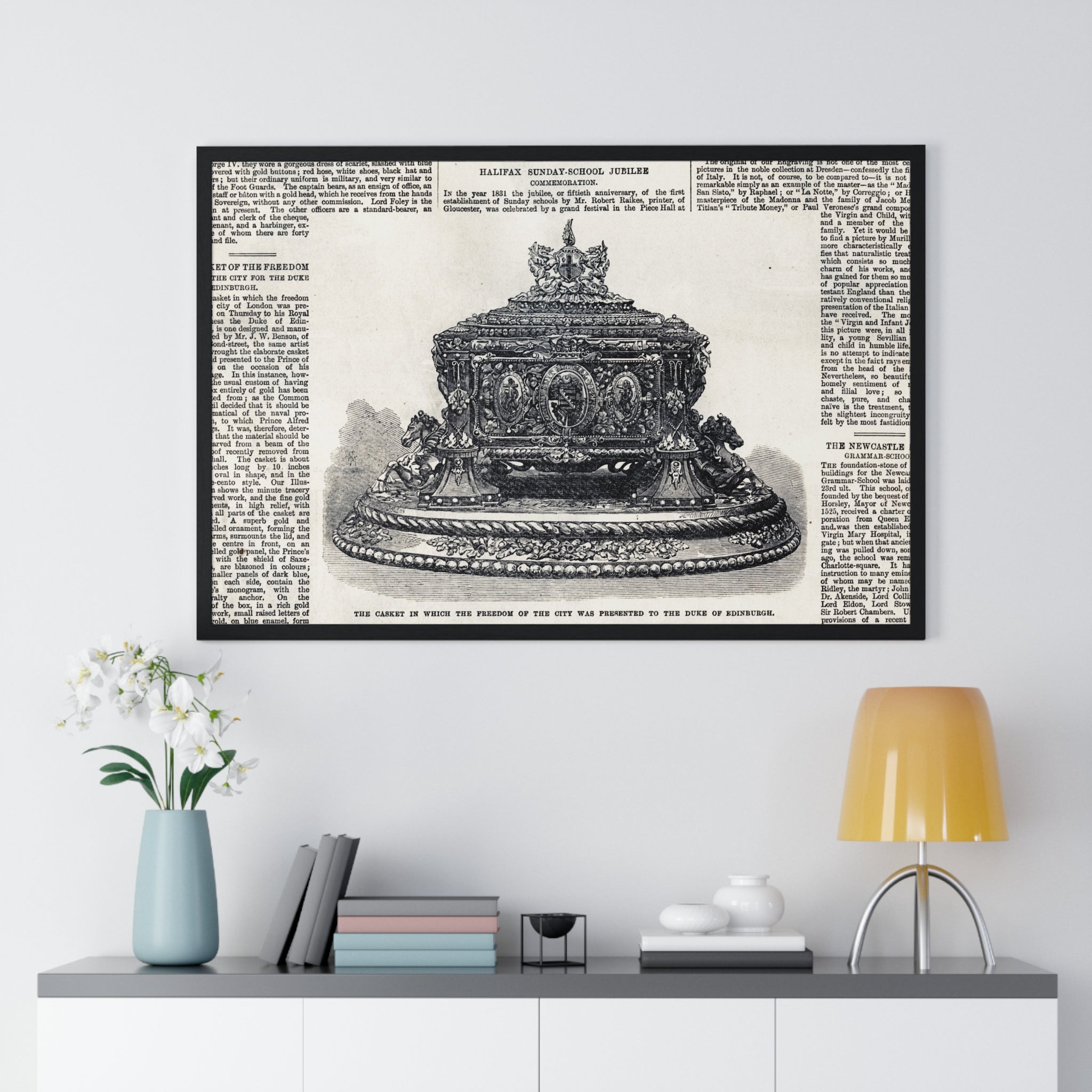 Vintage Crown Illustration Framed Poster — Antique Dictionary Art Print