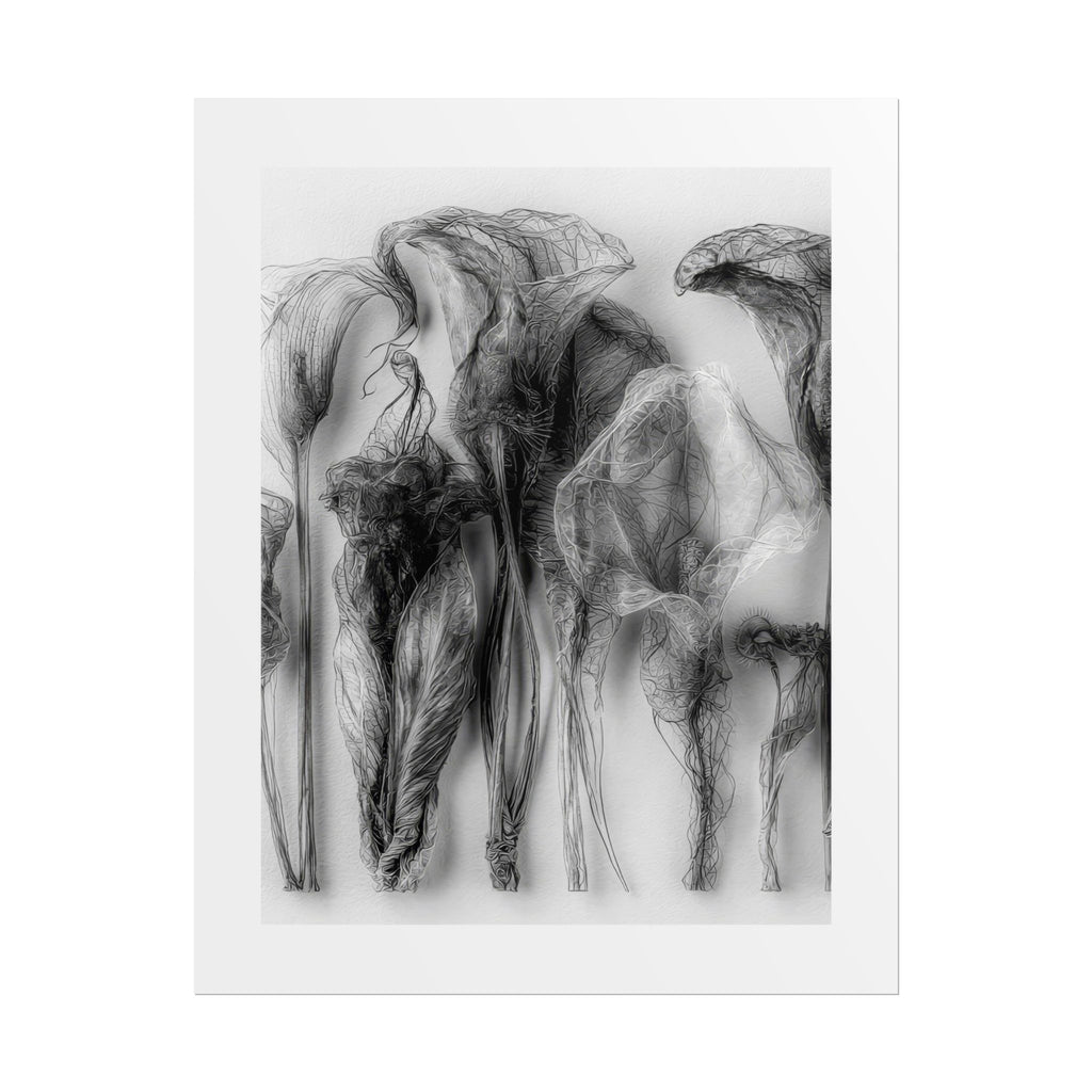 Abstract Smoke Floral Poster — Black & White Botanical Wall Art (Rolled Poster)