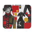 Retro Chic Mouse Pad — Mod Geometric Art with Fashion Doll & Dogs