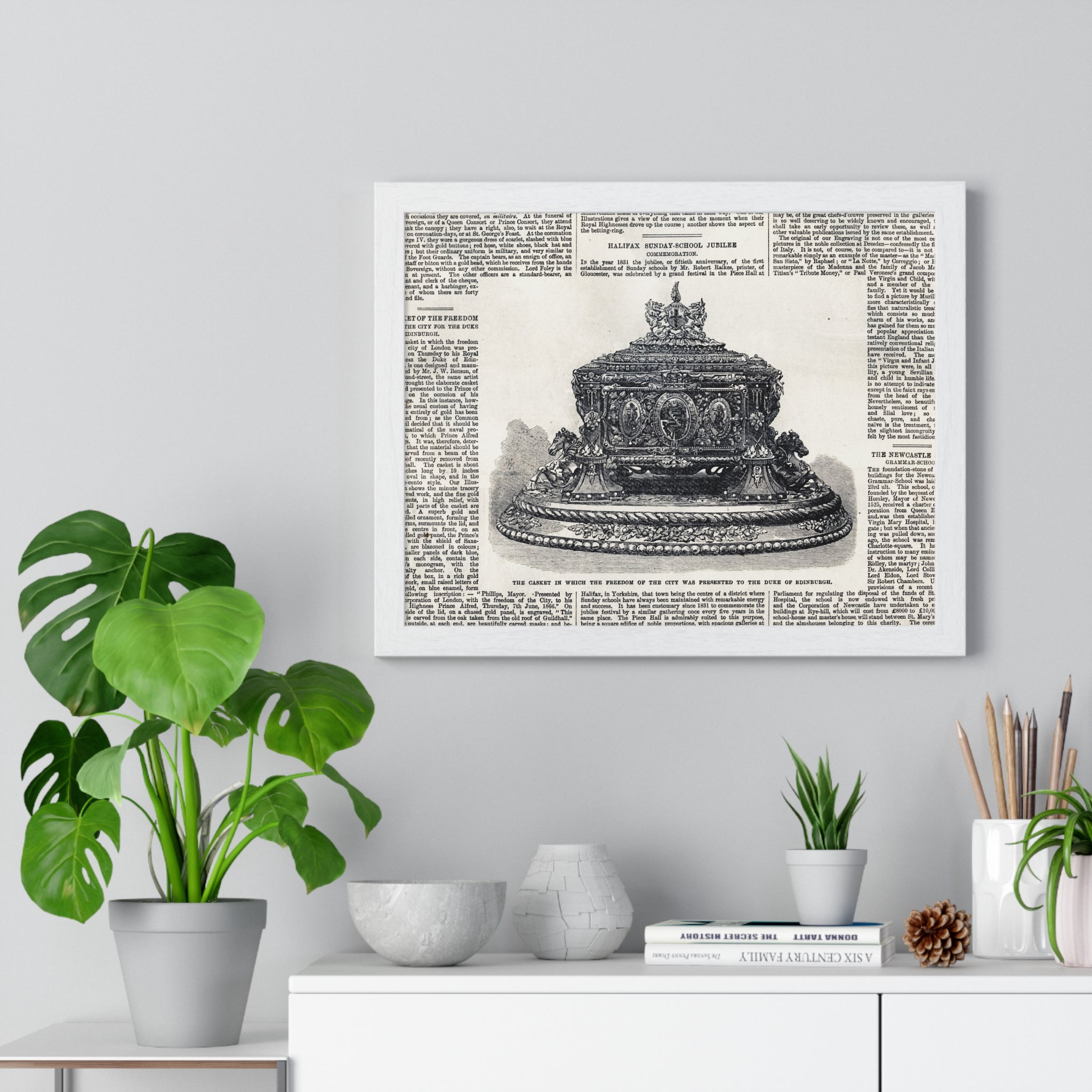 Vintage Crown Illustration Framed Poster — Antique Dictionary Art Print