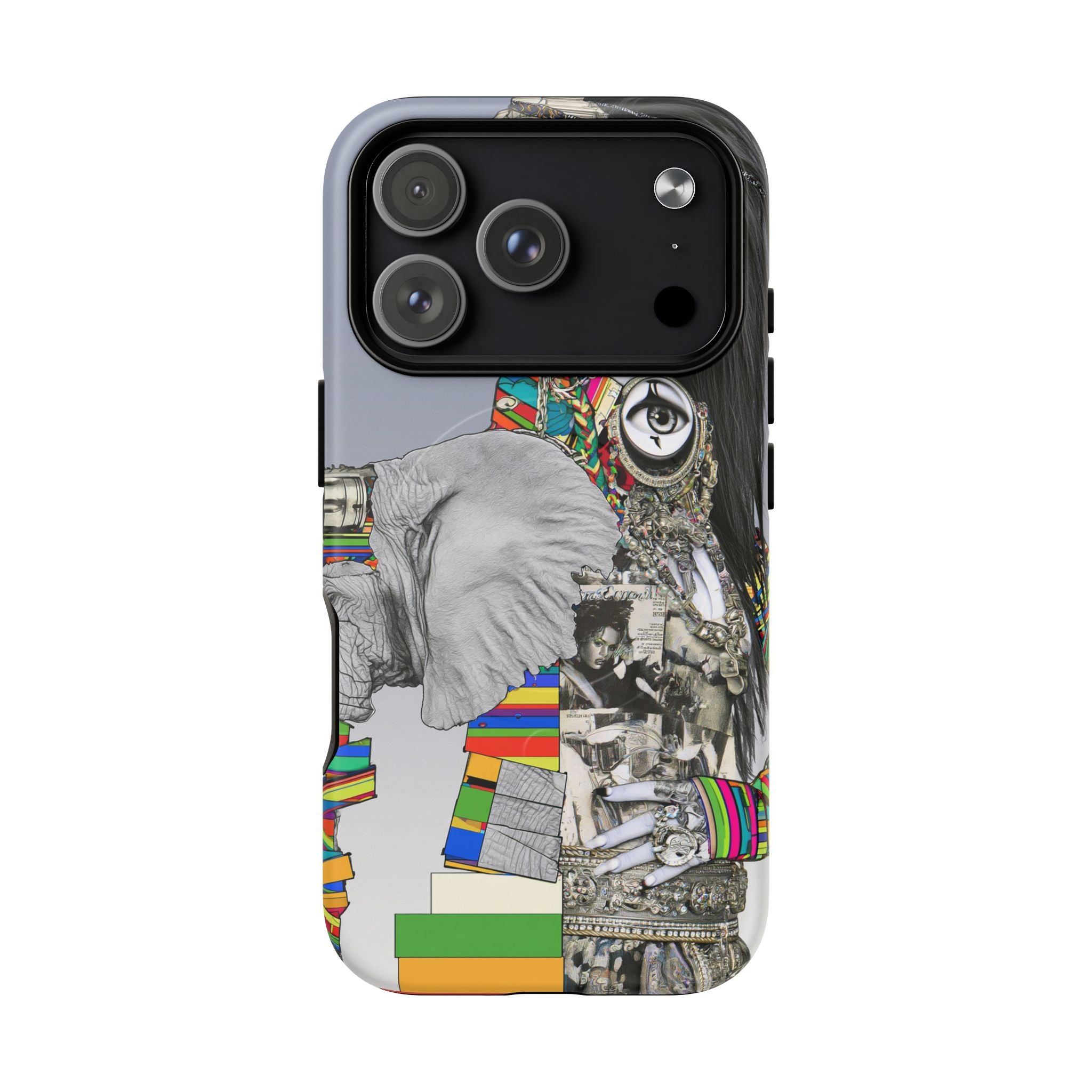 Artistic Elephant Collage Phone Case — Tough Magnetic Protective Cover