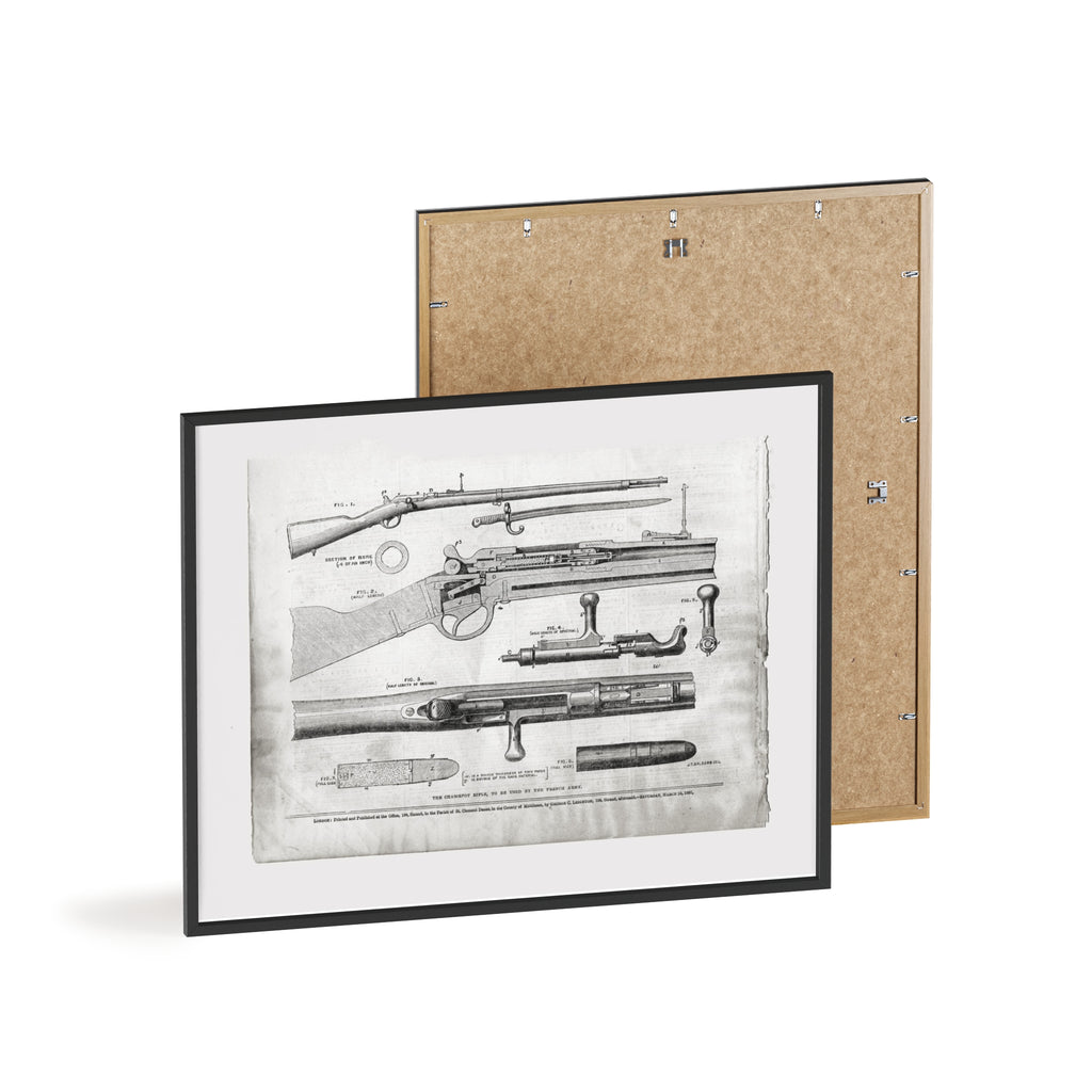Antique Rifle Patent Poster — Framed Vintage Firearm Print