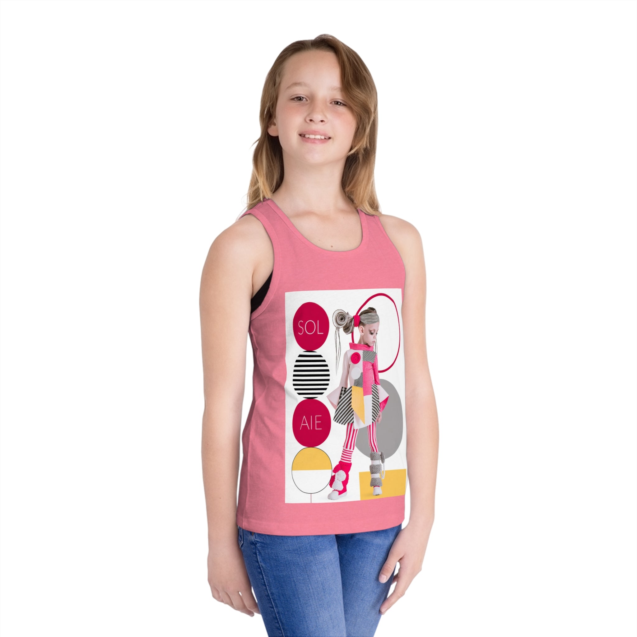 Kids Tank Top — Retro Pop Roller Girl Graphic ("SOL AIE")