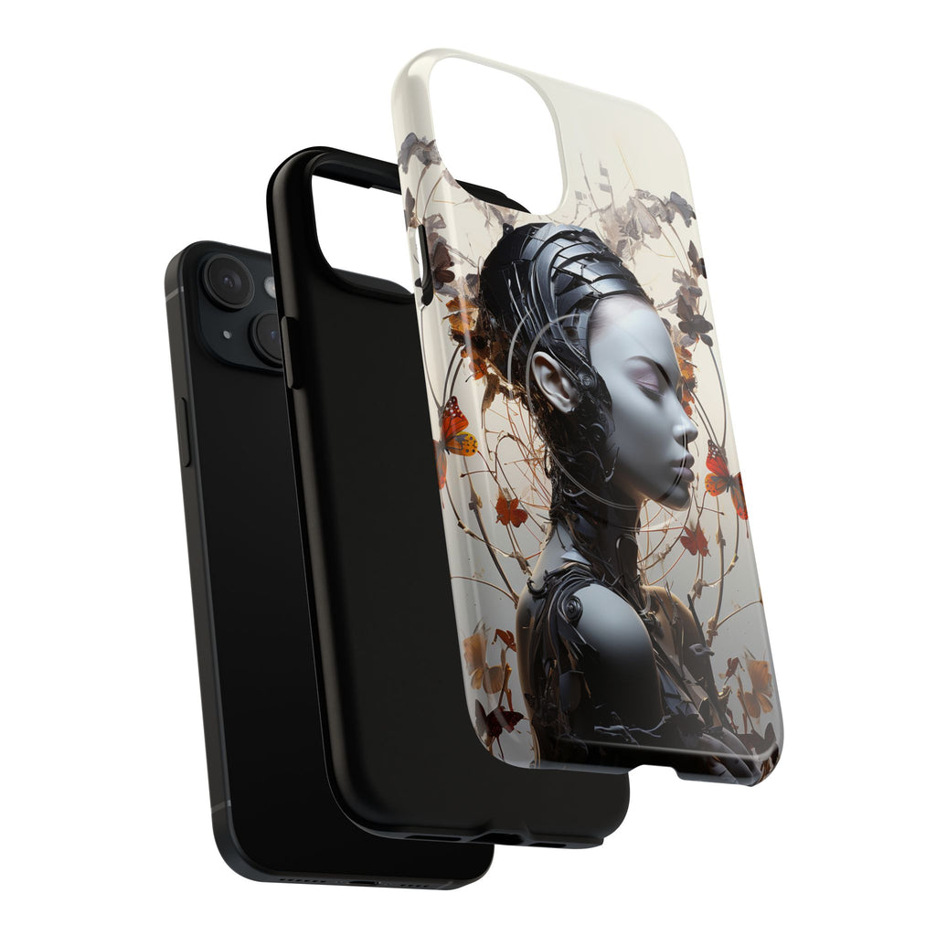 Art Nouveau Cyberpunk Phone Case — Surreal Floral Femme Tough Magnetic Case