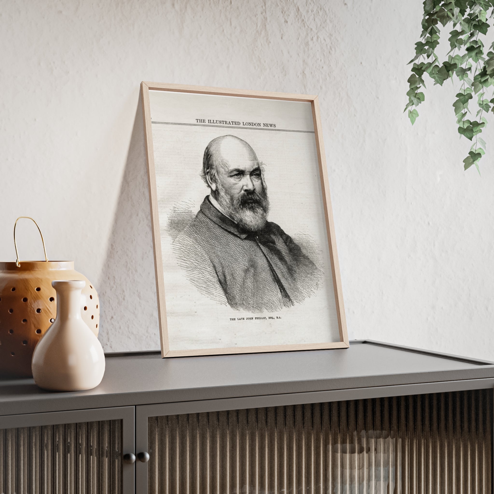 The Late John Phillip, Esq. Framed Vintage Portrait Print — Illustrated London News Gentleman Poster