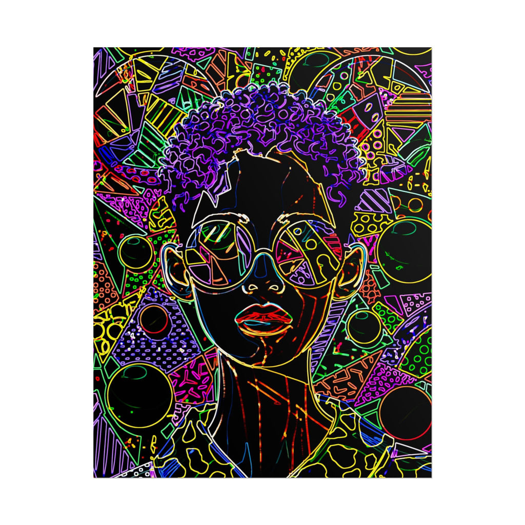 Afrofuturist Neon Portrait Poster