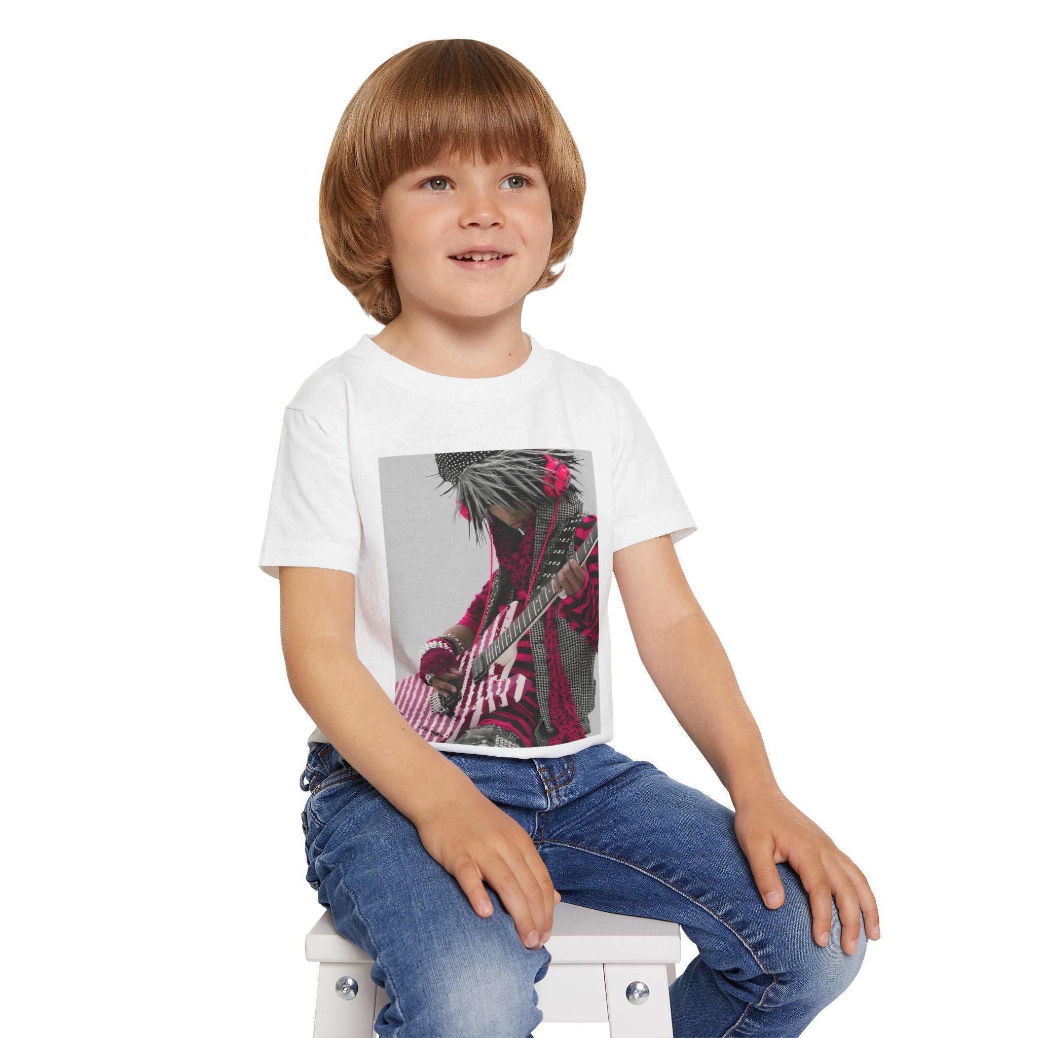 Toddler T‑Shirt — Pink Punk Guitar Kid Graphic Tee