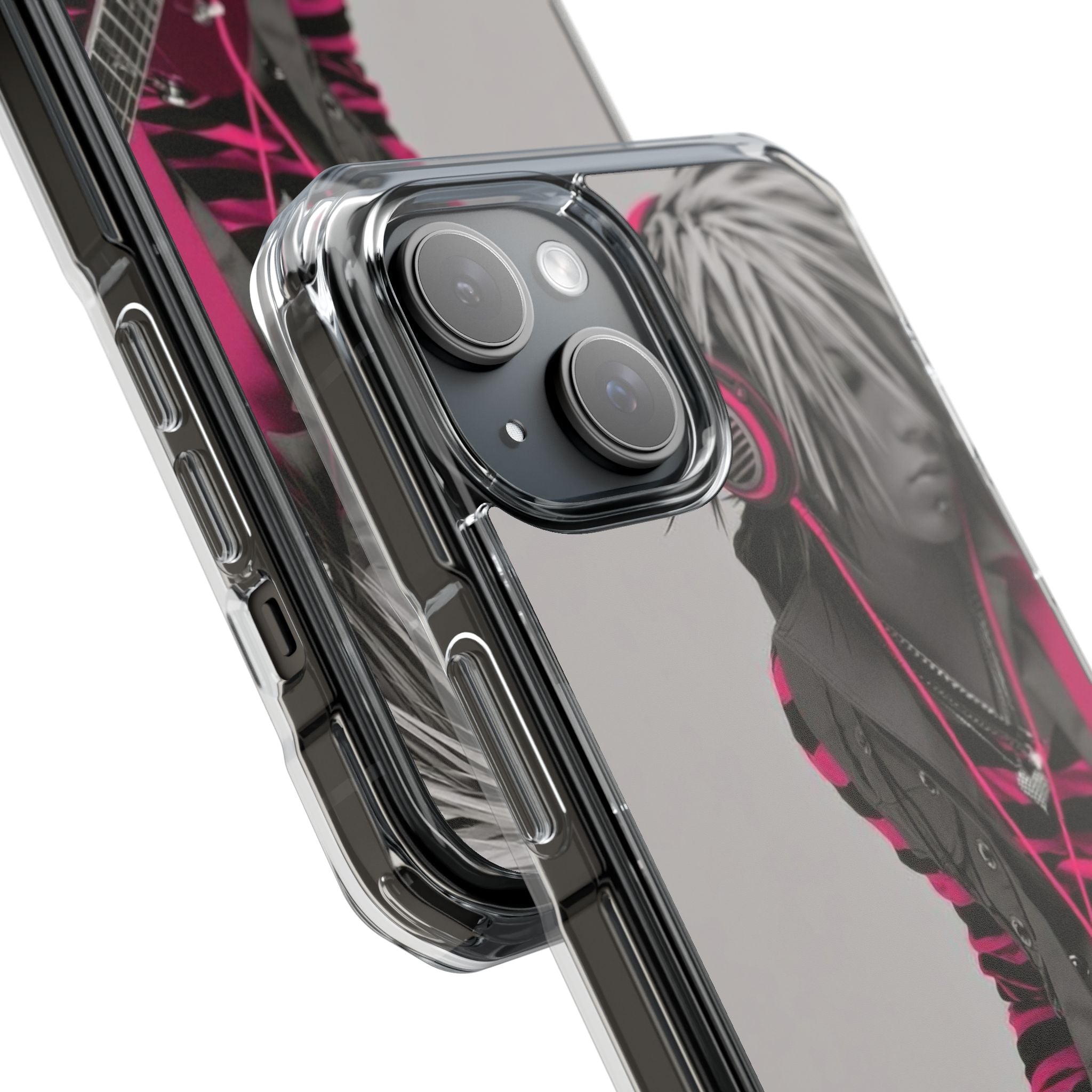 Guitarist Illustration Magnetic Clear Phone Case — Rock Musician Design