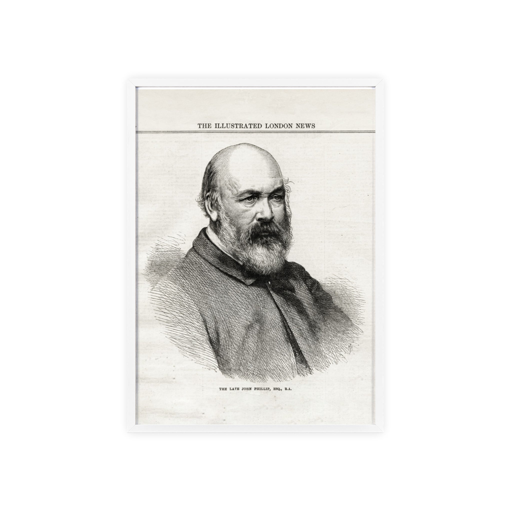 The Late John Phillip, Esq. Framed Vintage Portrait Print — Illustrated London News Gentleman Poster
