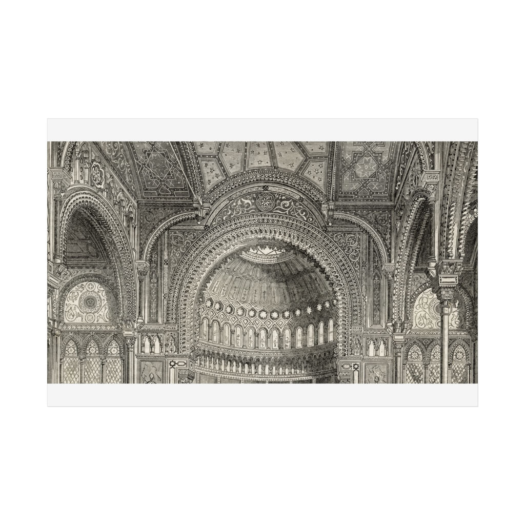 Detail of the New Jewish Synagogue, Berlin. Architectural Interior Poster — Vintage Cathedral Dome Print