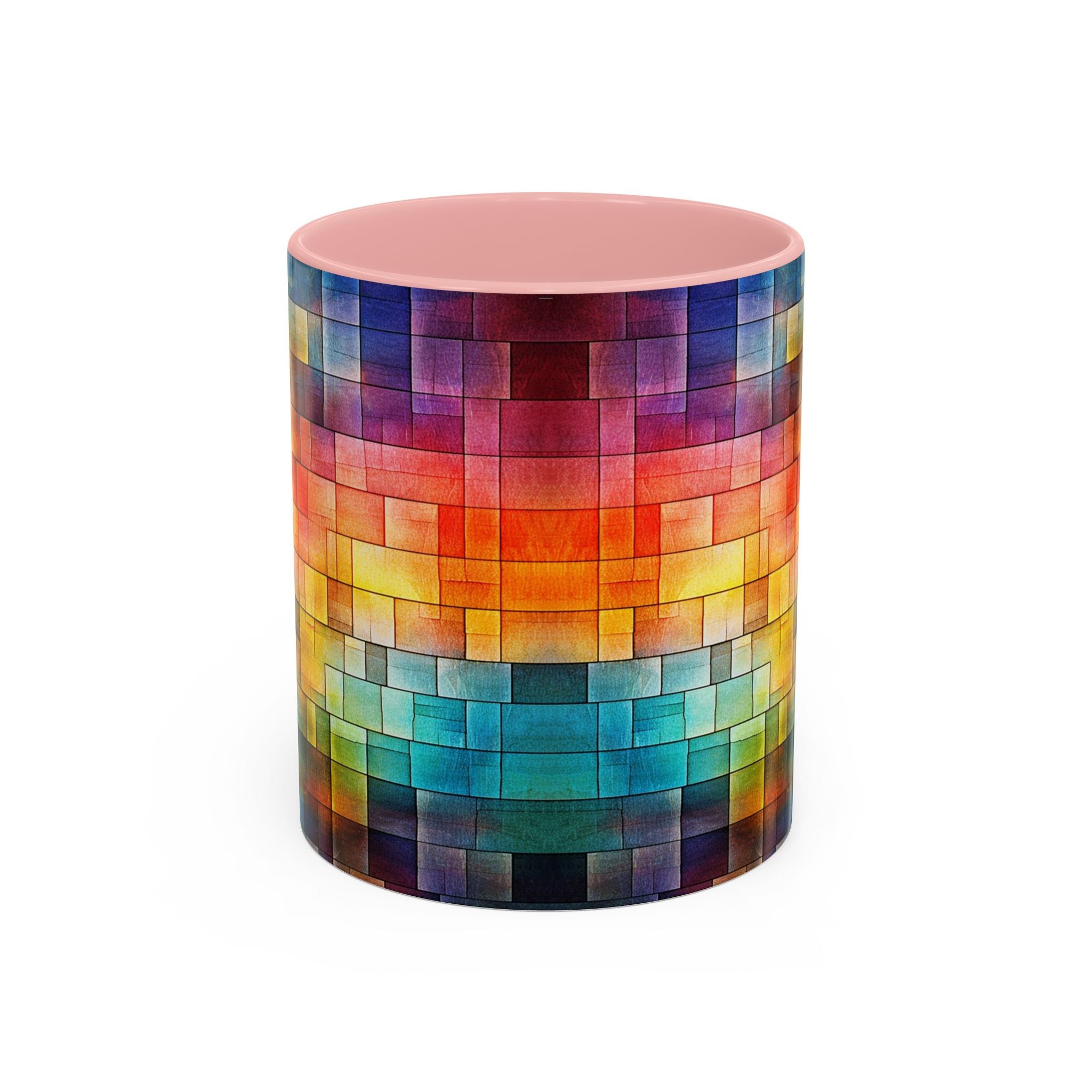 Colorful Mosaic Accent Coffee Mug - Vibrant Geometric Pattern (11/15 oz)
