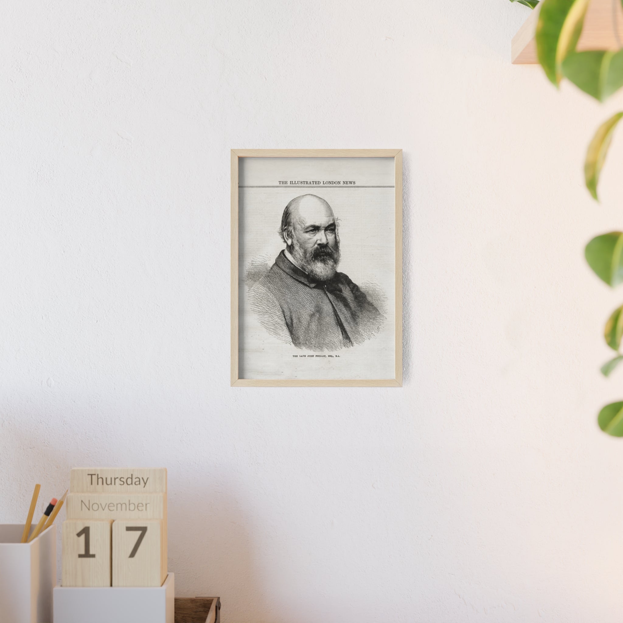 The Late John Phillip, Esq. Framed Vintage Portrait Print — Illustrated London News Gentleman Poster