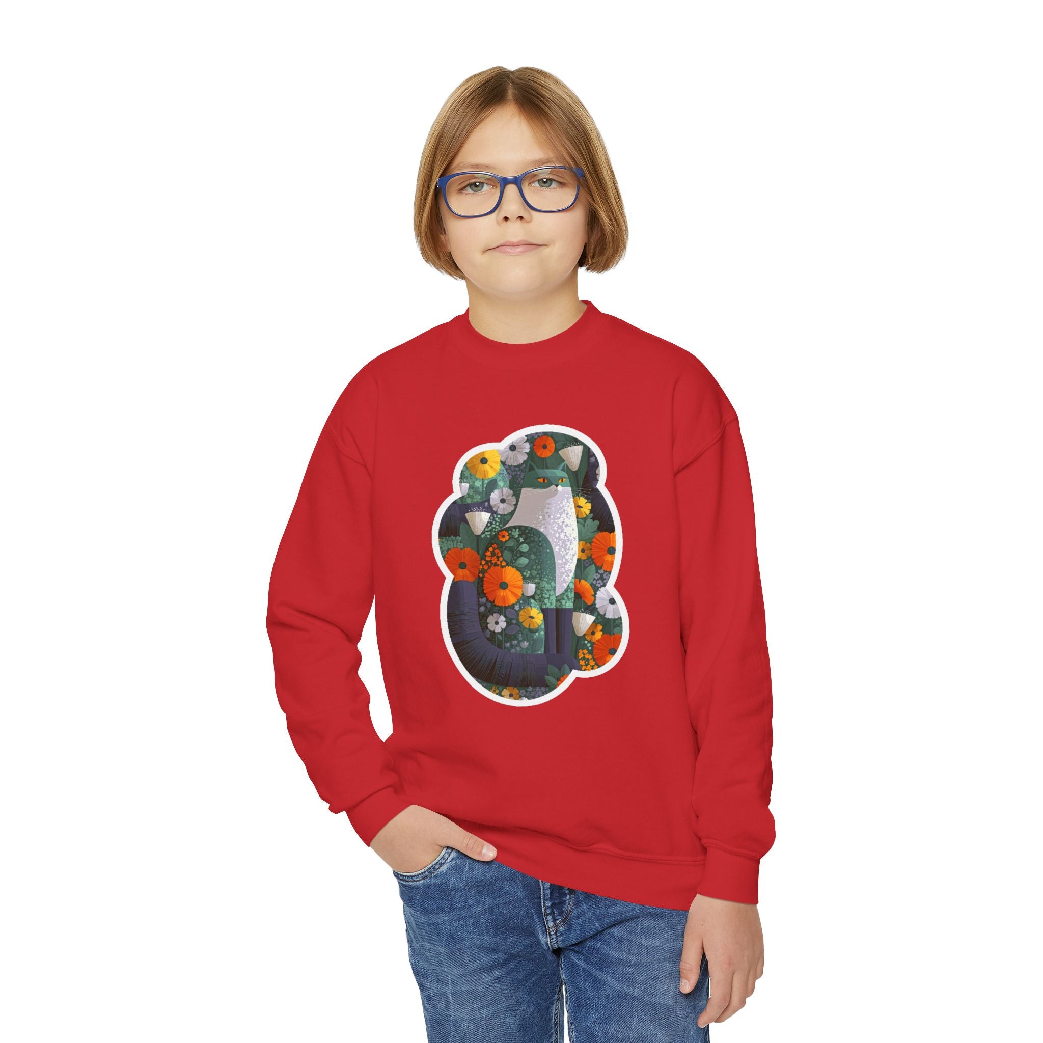 Youth Sweatshirt — Floral Number 8 Crewneck