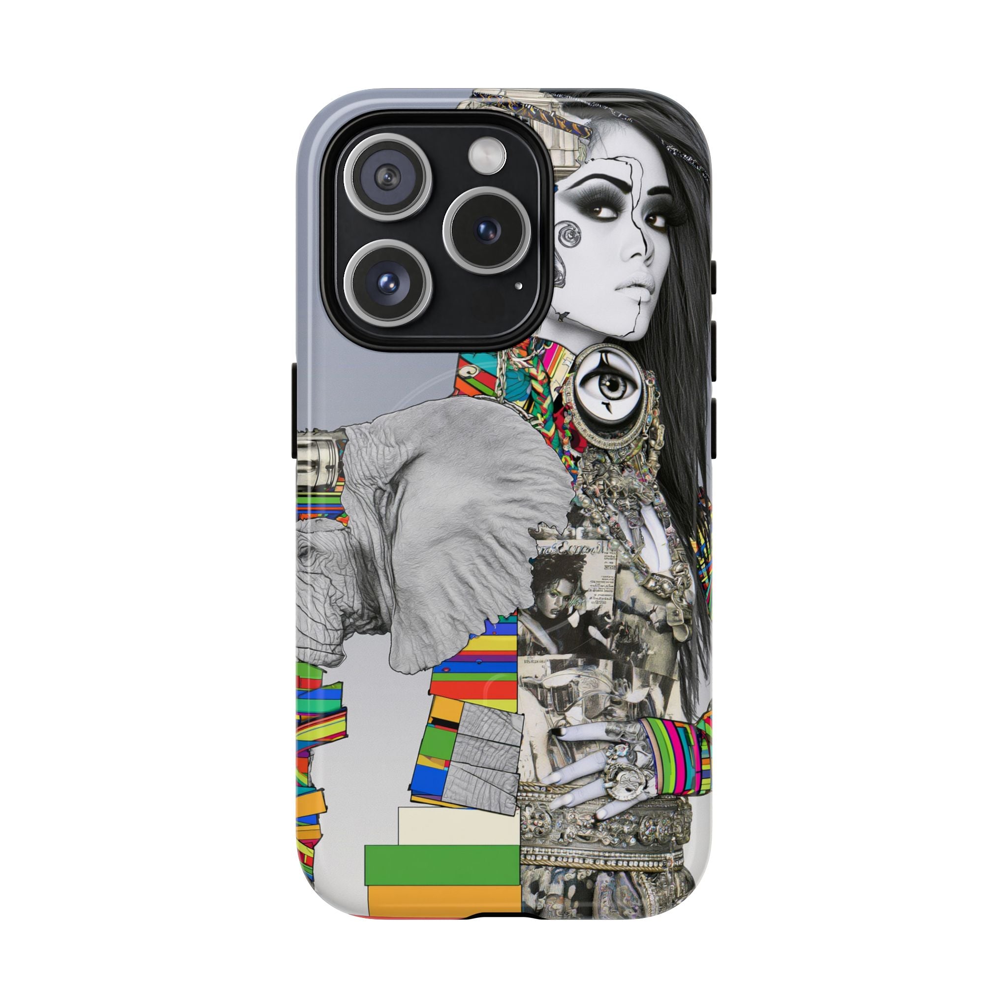 Artistic Elephant Collage Phone Case — Tough Magnetic Protective Cover