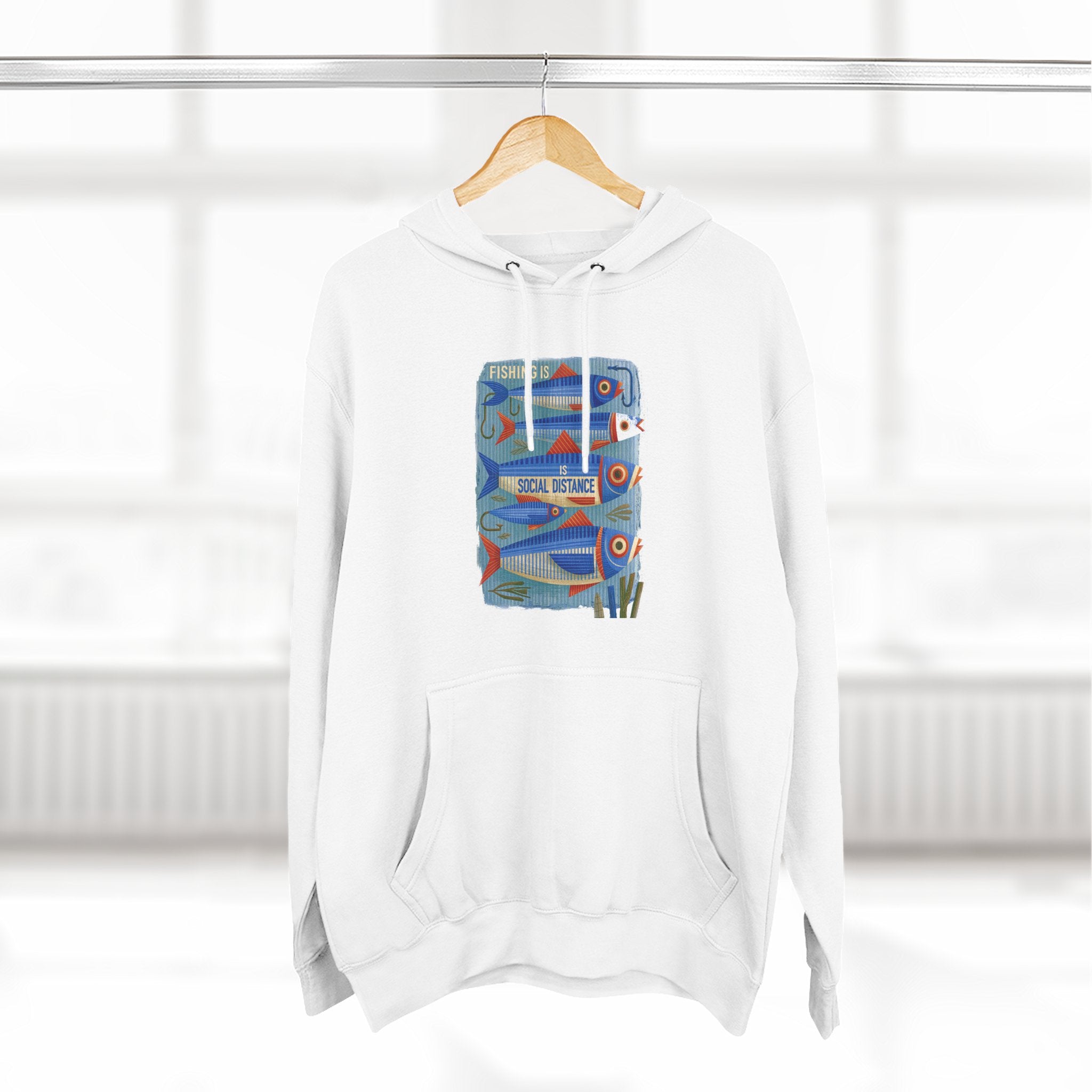 Retro Surfboard Graphic Hoodie — Three-Panel Fleece Pullover