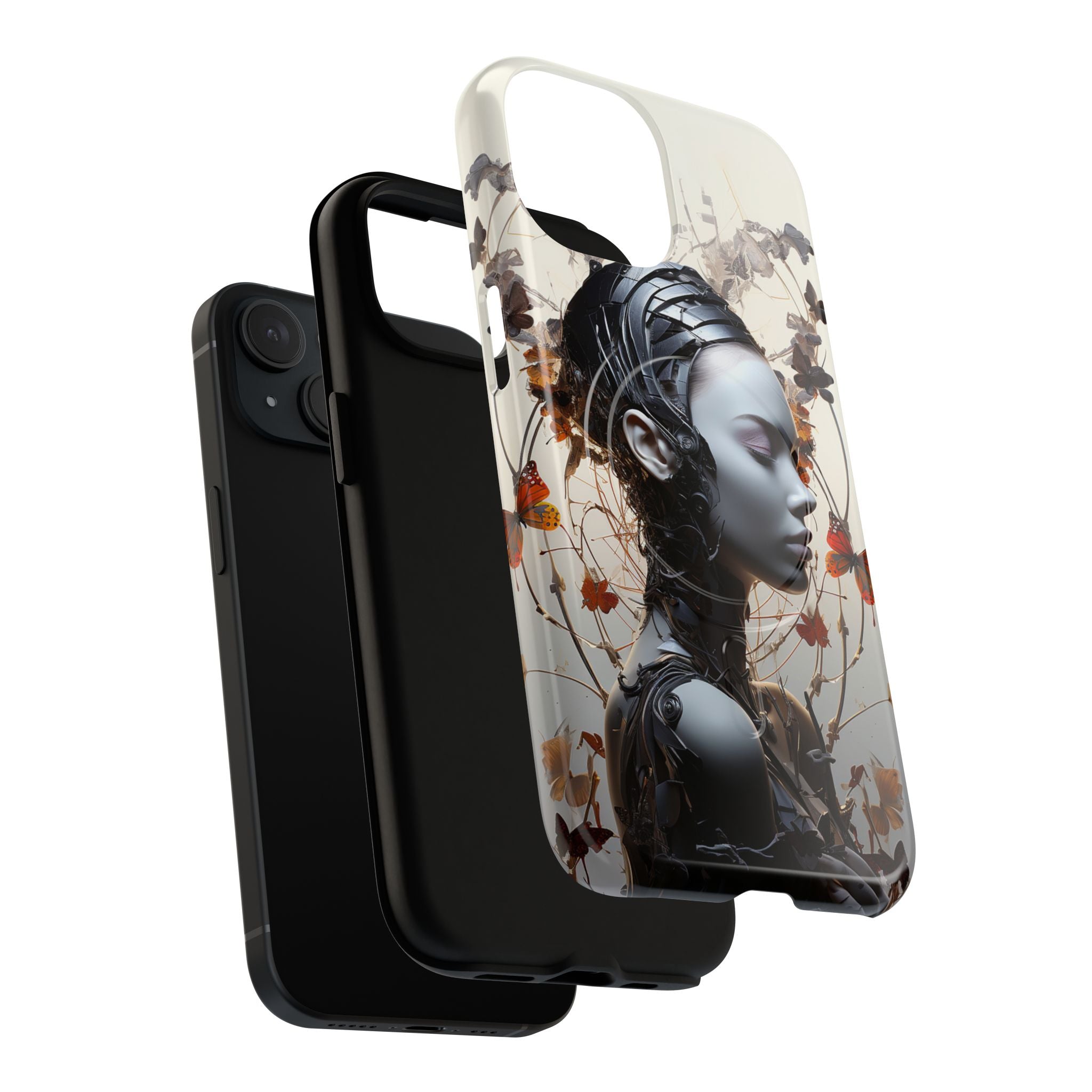 Art Nouveau Cyberpunk Phone Case — Surreal Floral Femme Tough Magnetic Case