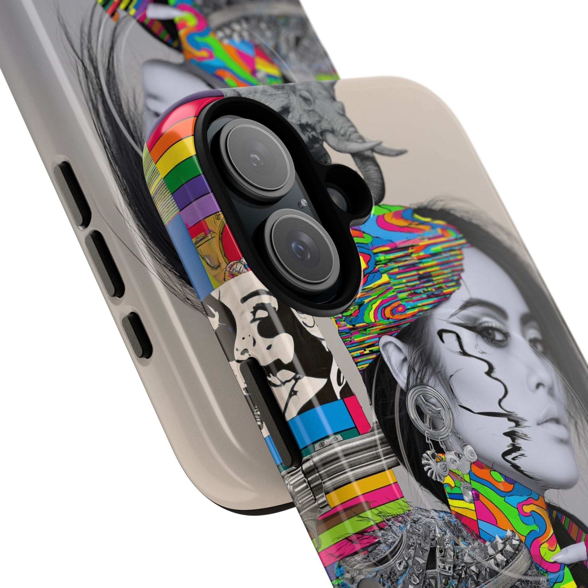 Phone Case - Colorful Glitch Portrait Tough Magnetic Case