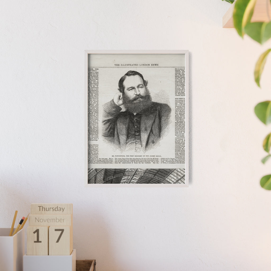 Mr. Popplestone, the first recipient of the Albert Medal. Vintage Illustrated London News Portrait Poster — Framed Wood Print
