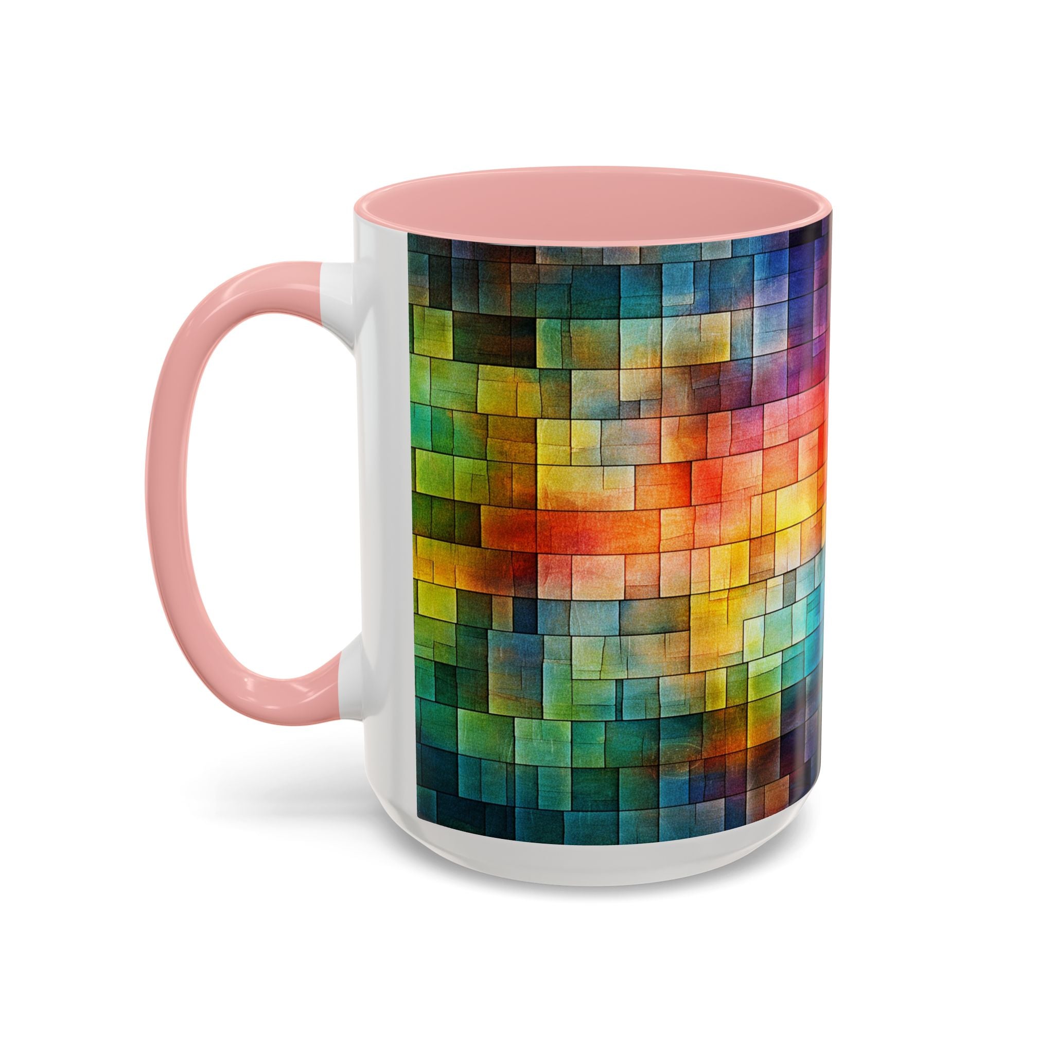 Colorful Mosaic Accent Coffee Mug - Vibrant Geometric Pattern (11/15 oz)