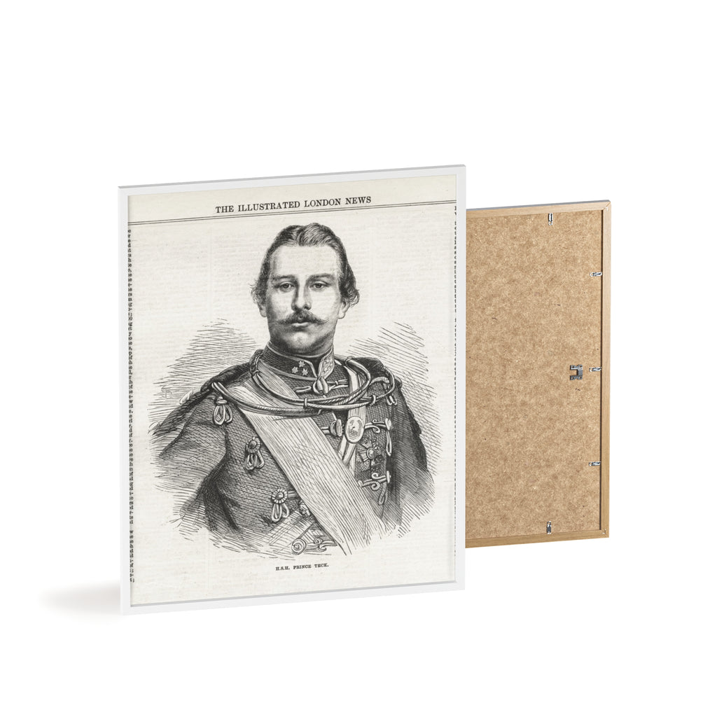 H.S.H. Prince TECK. Vintage Victorian Portrait Poster with Wooden Frame — Illustrated London News Print
