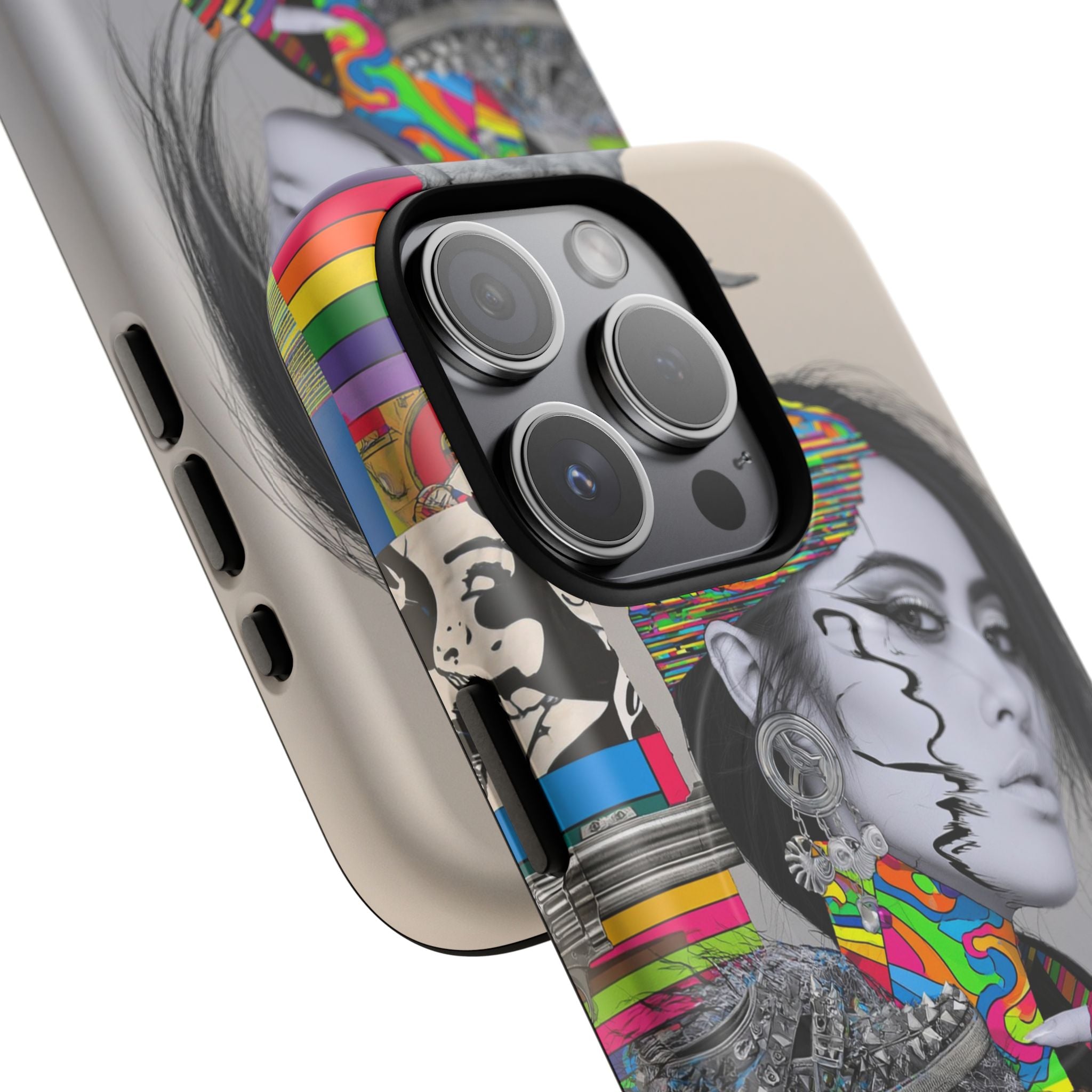 Phone Case - Colorful Glitch Portrait Tough Magnetic Case