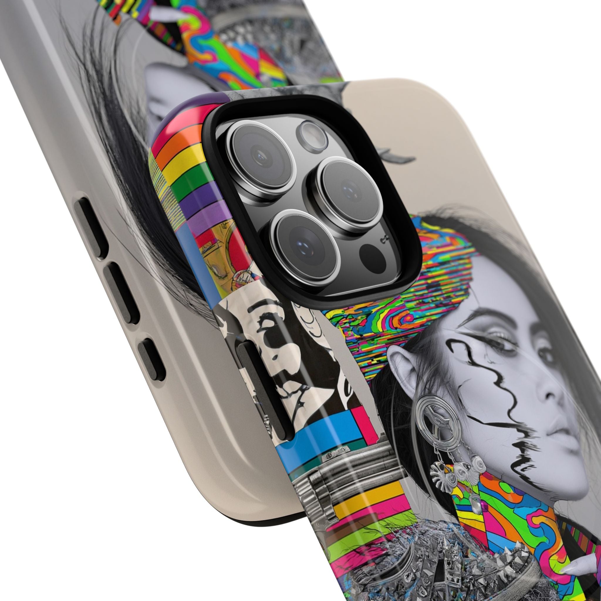 Phone Case - Colorful Glitch Portrait Tough Magnetic Case