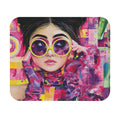 Retro Pop Art Mouse Pad — Colorful Girl with Sunglasses Rectangle Desk Mat