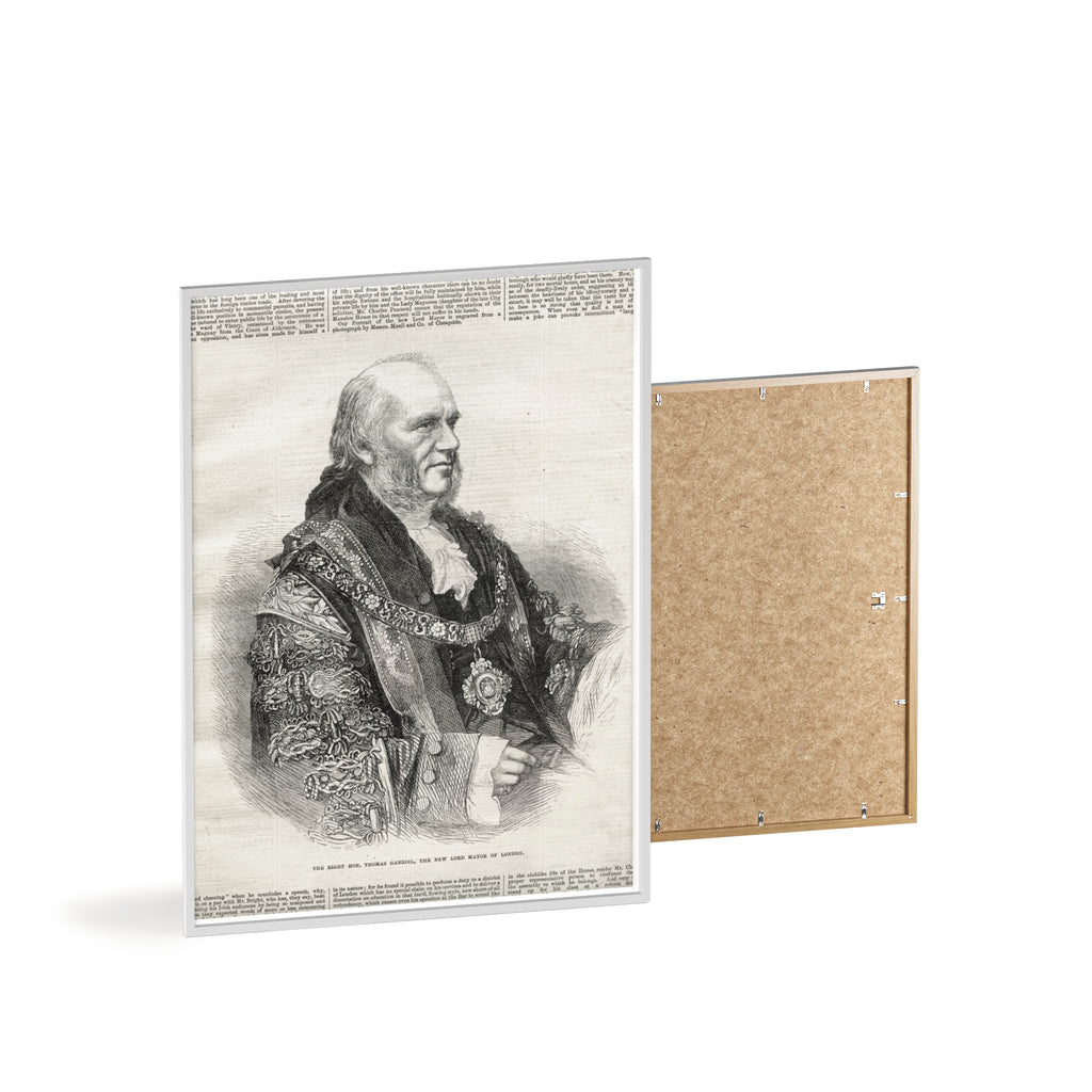 The Right Hon.Thomas Gabriel, the New Lord Mayor of London. Vintage Illustrated Statesman Poster with Black Wooden Frame