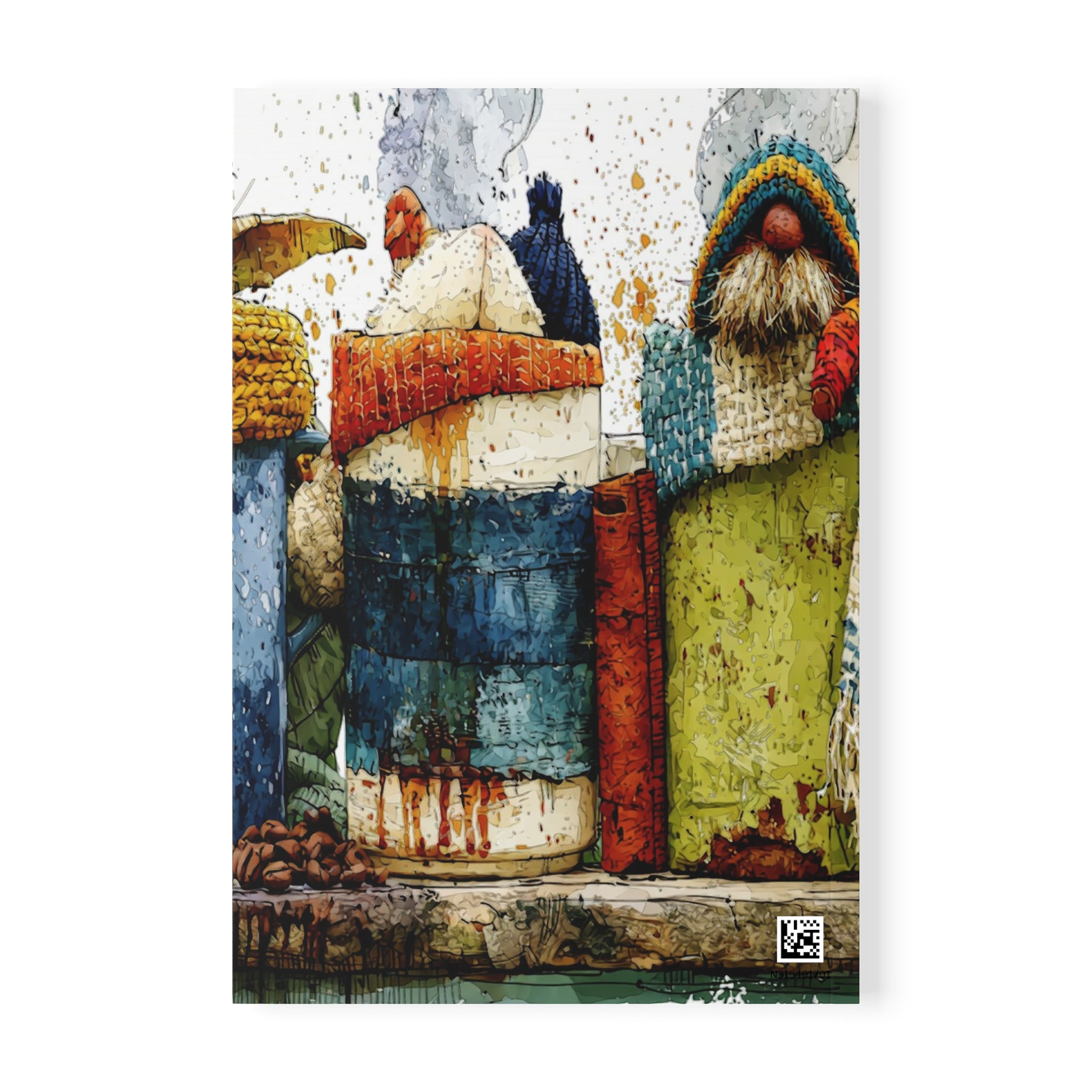Cozy Winter Cat & Gnome A5 Softcover Notebook — Festive Holiday Journal