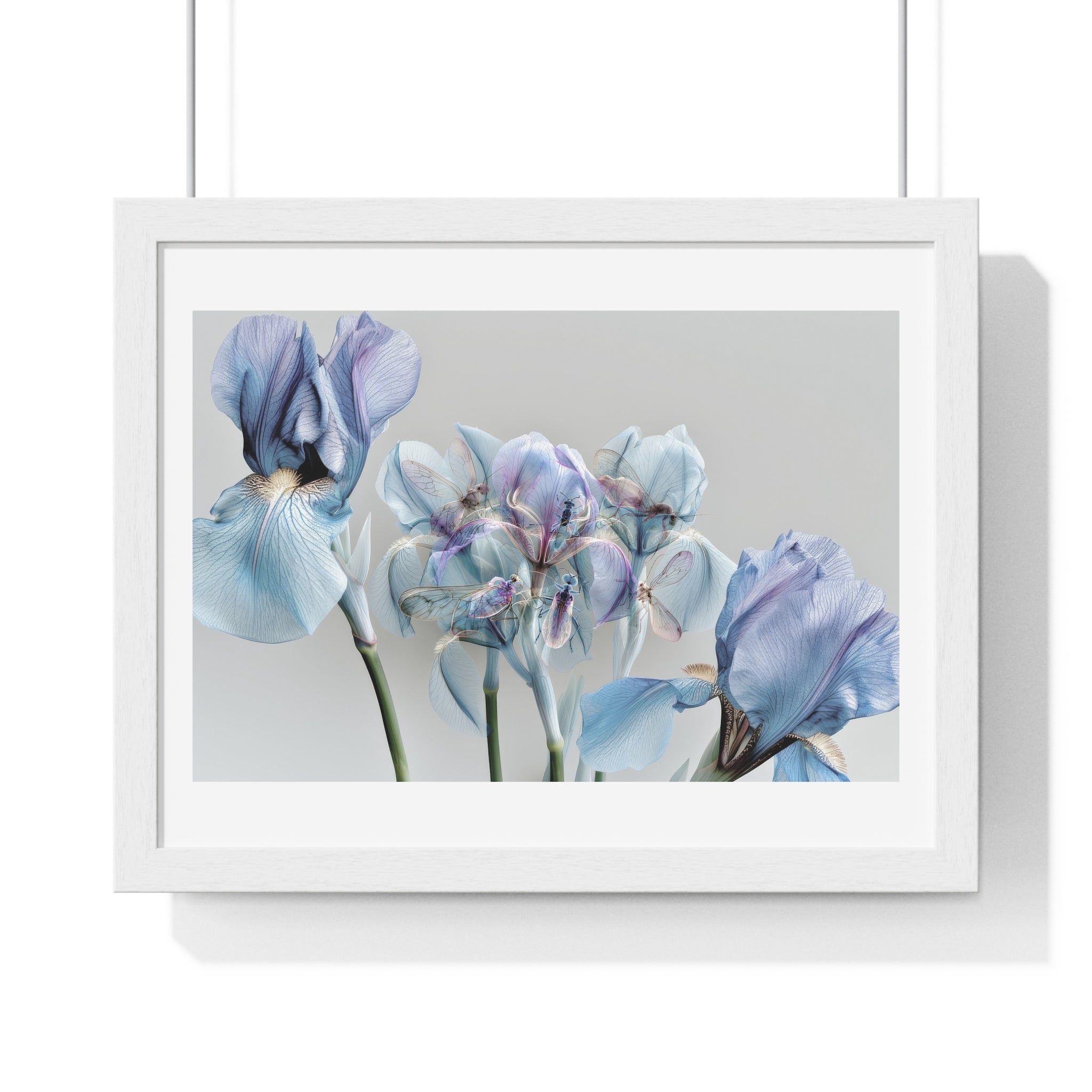 Blue Iris Floral Framed Poster — Botanical Wall Art Print